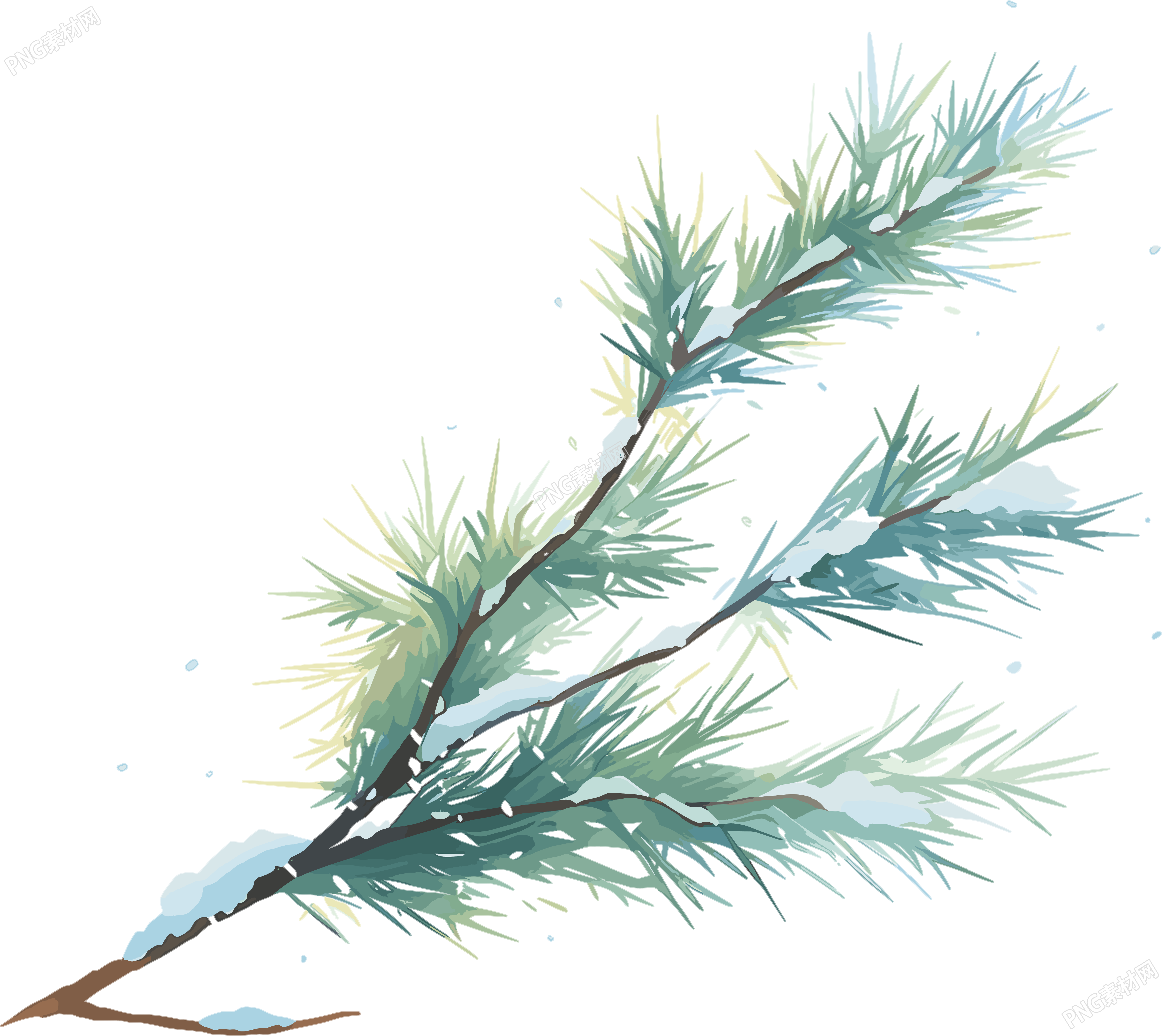 松枝积雪创意设计元素