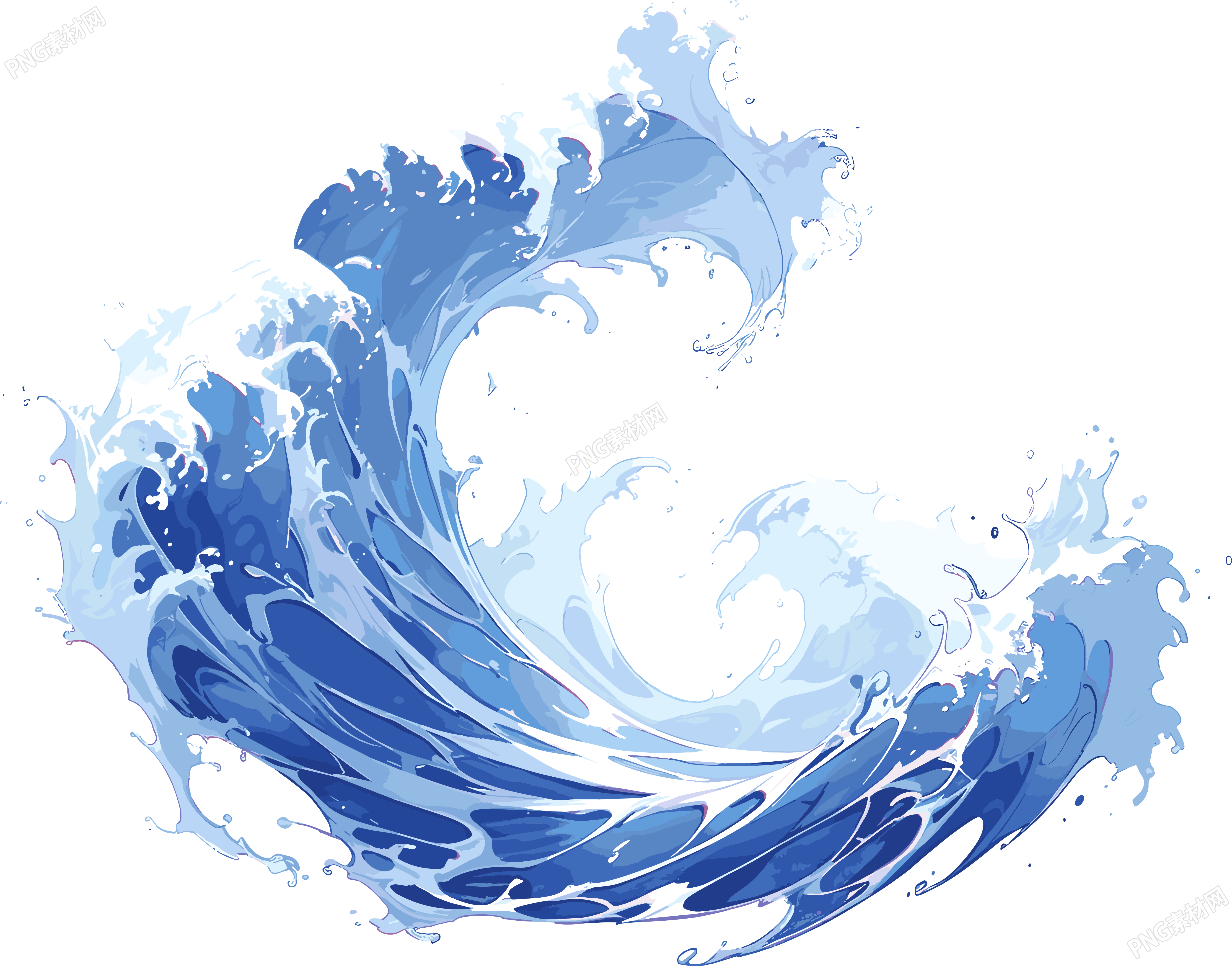蓝色海浪创意设计插画素材