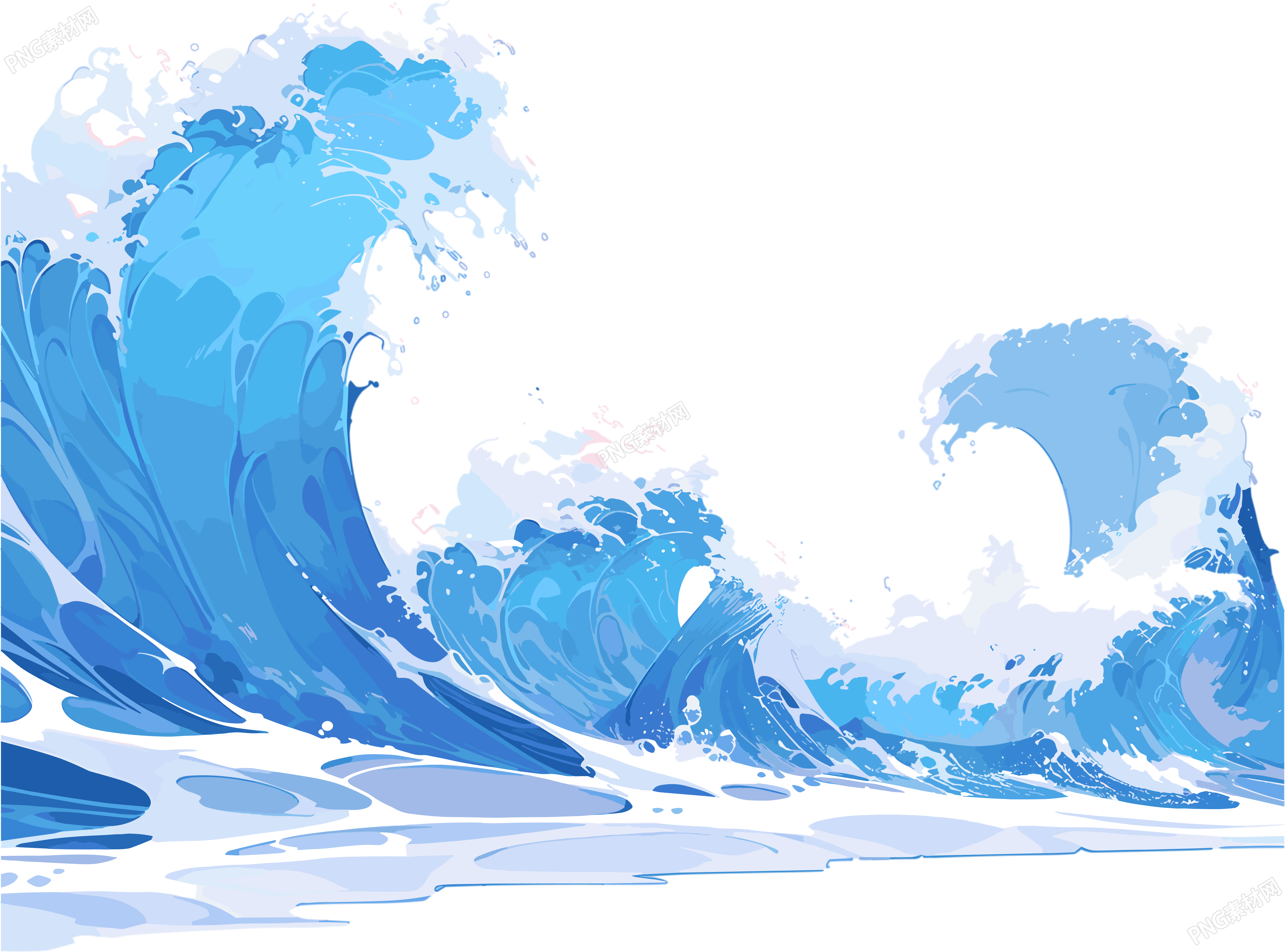 蓝色海浪插图