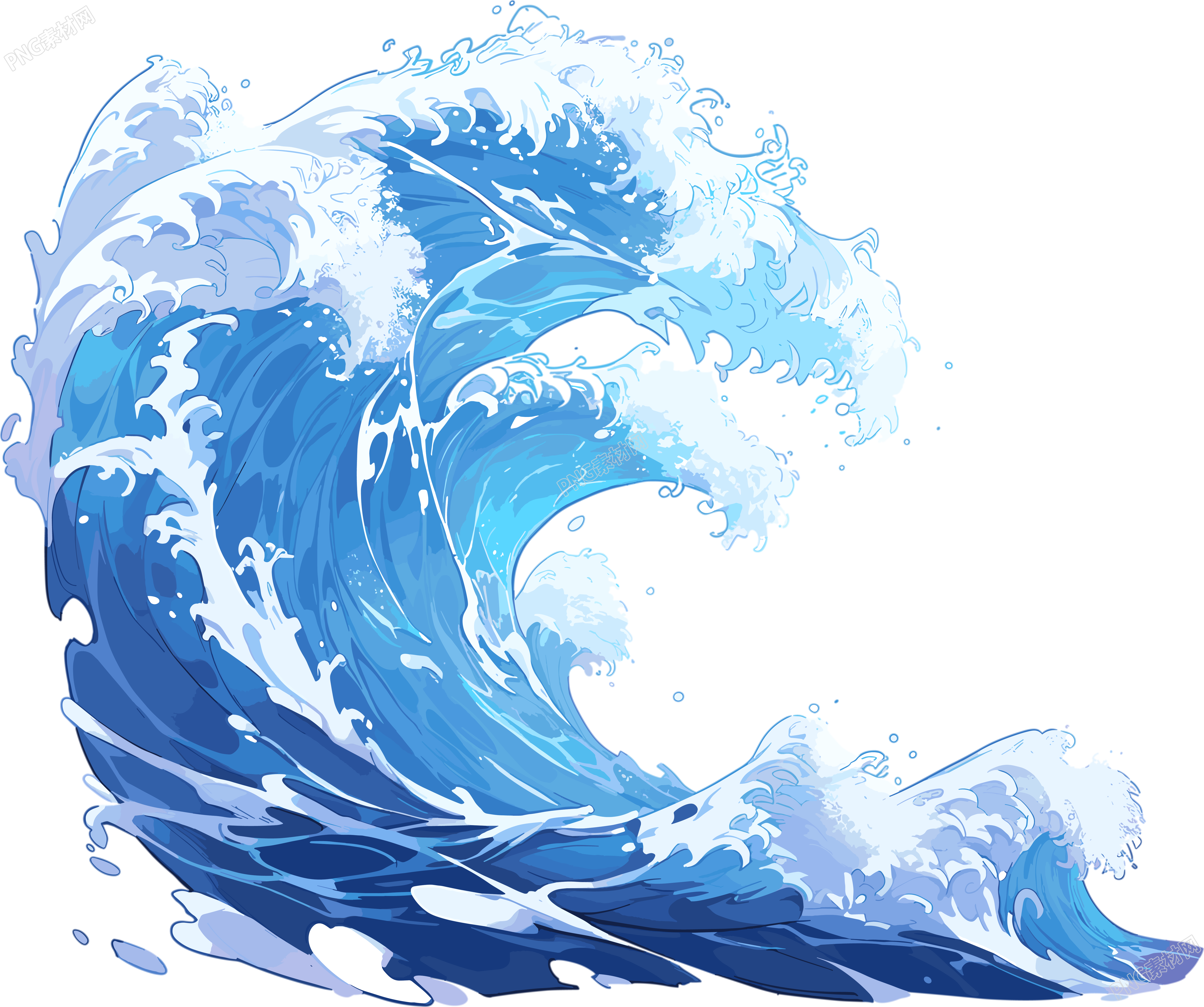 蓝色海浪插画设计元素