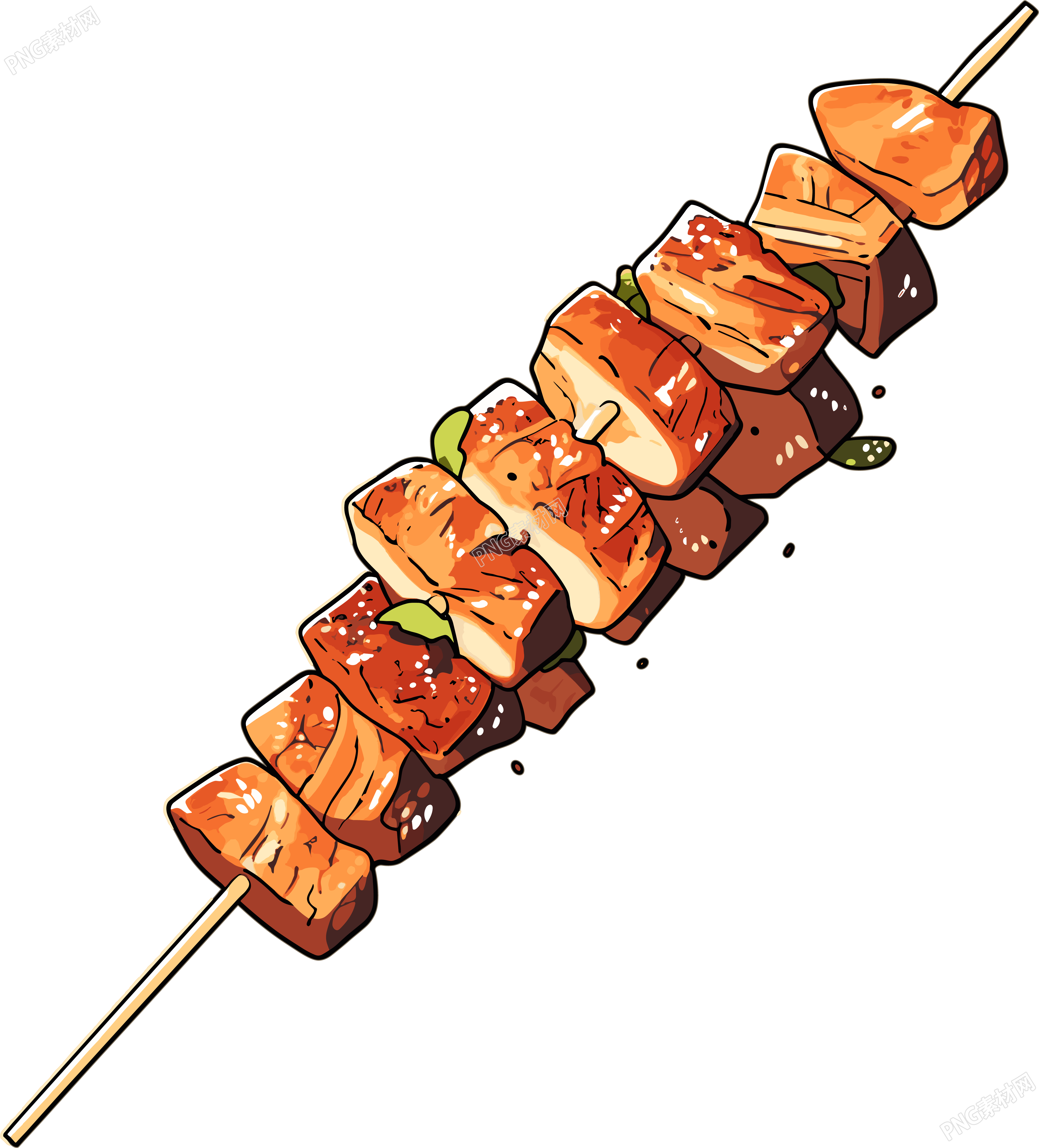 烧烤烤串手绘风格插图