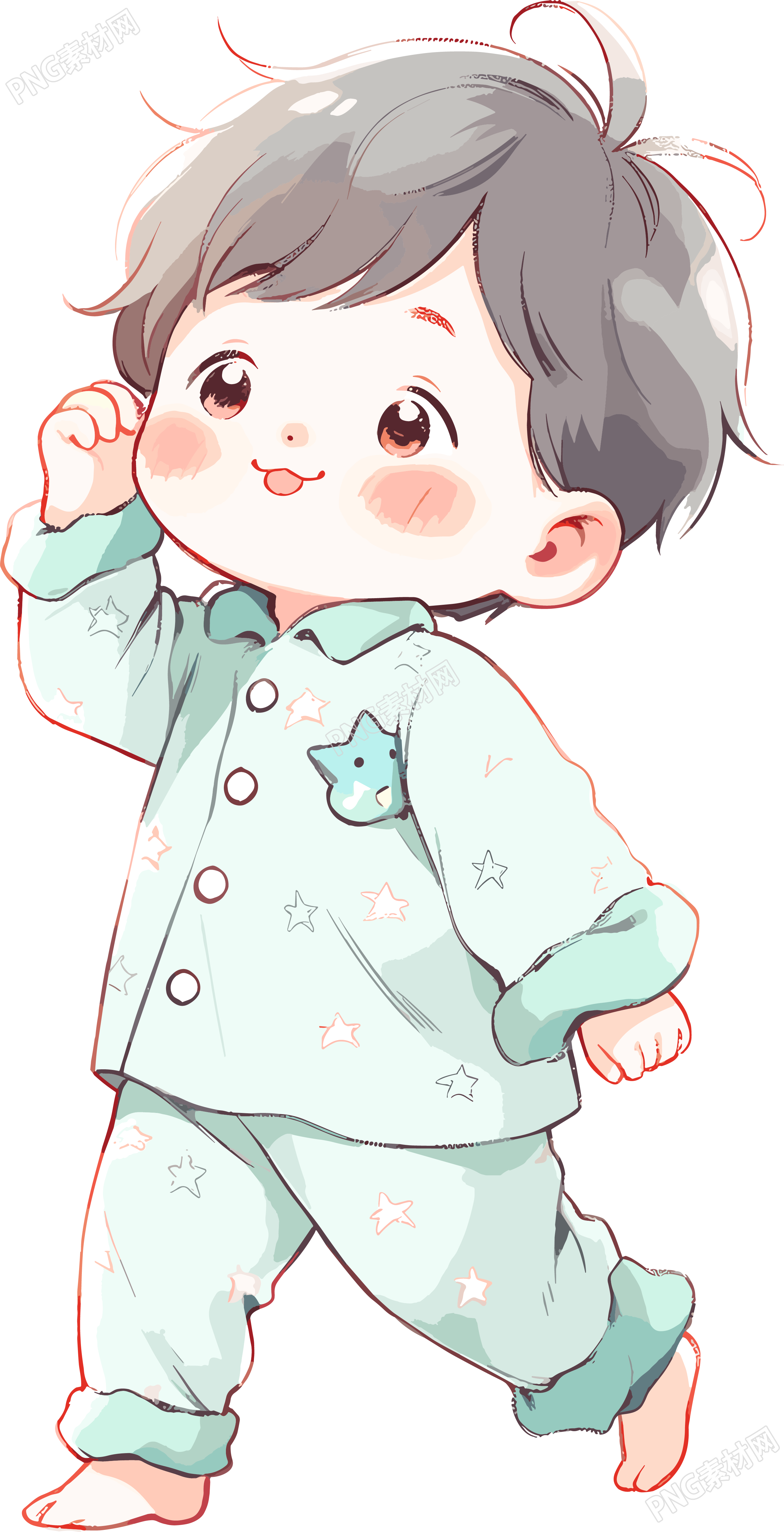 睡衣男孩透明背景插画