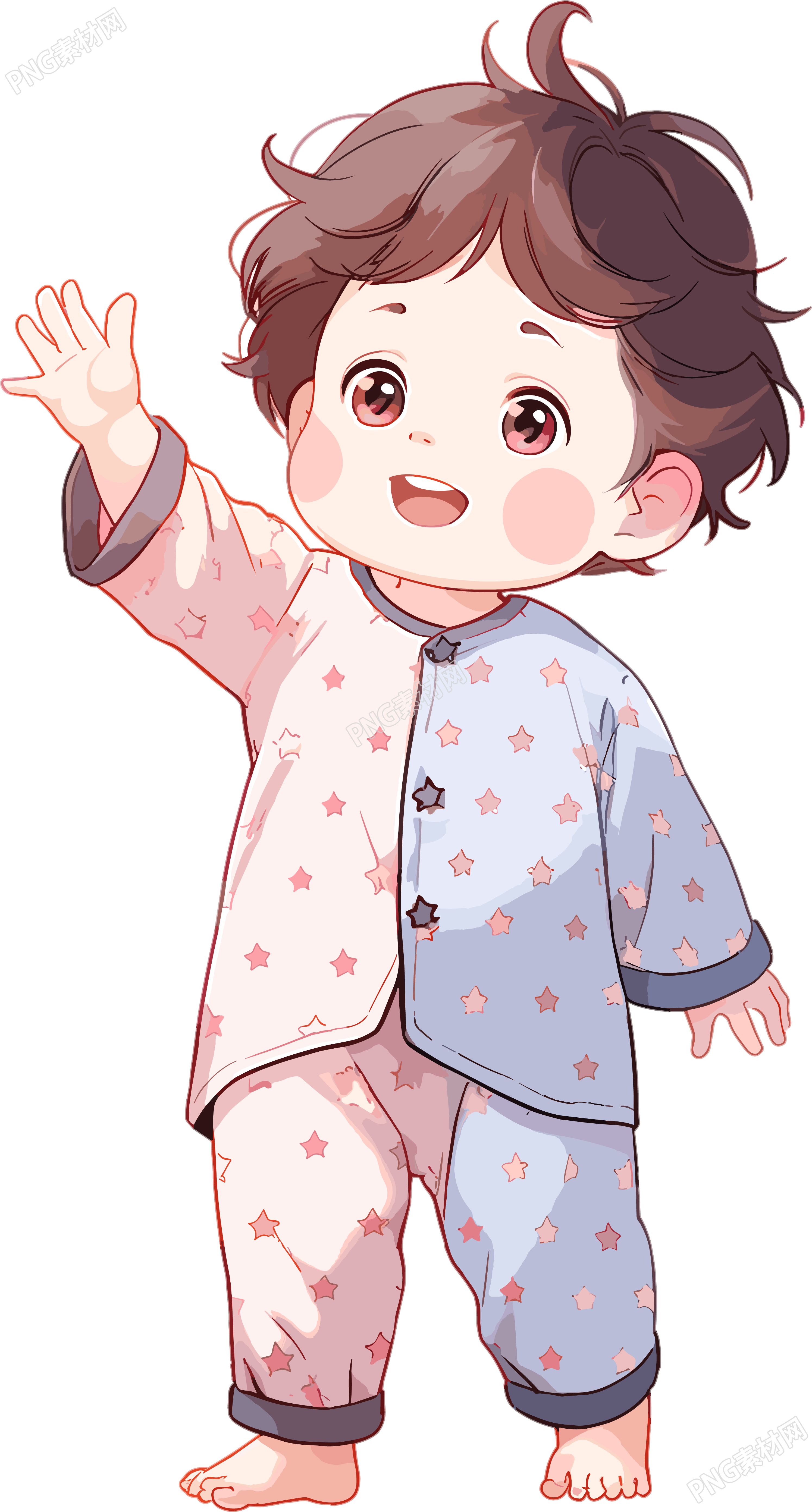 睡衣男孩高清PNG插画