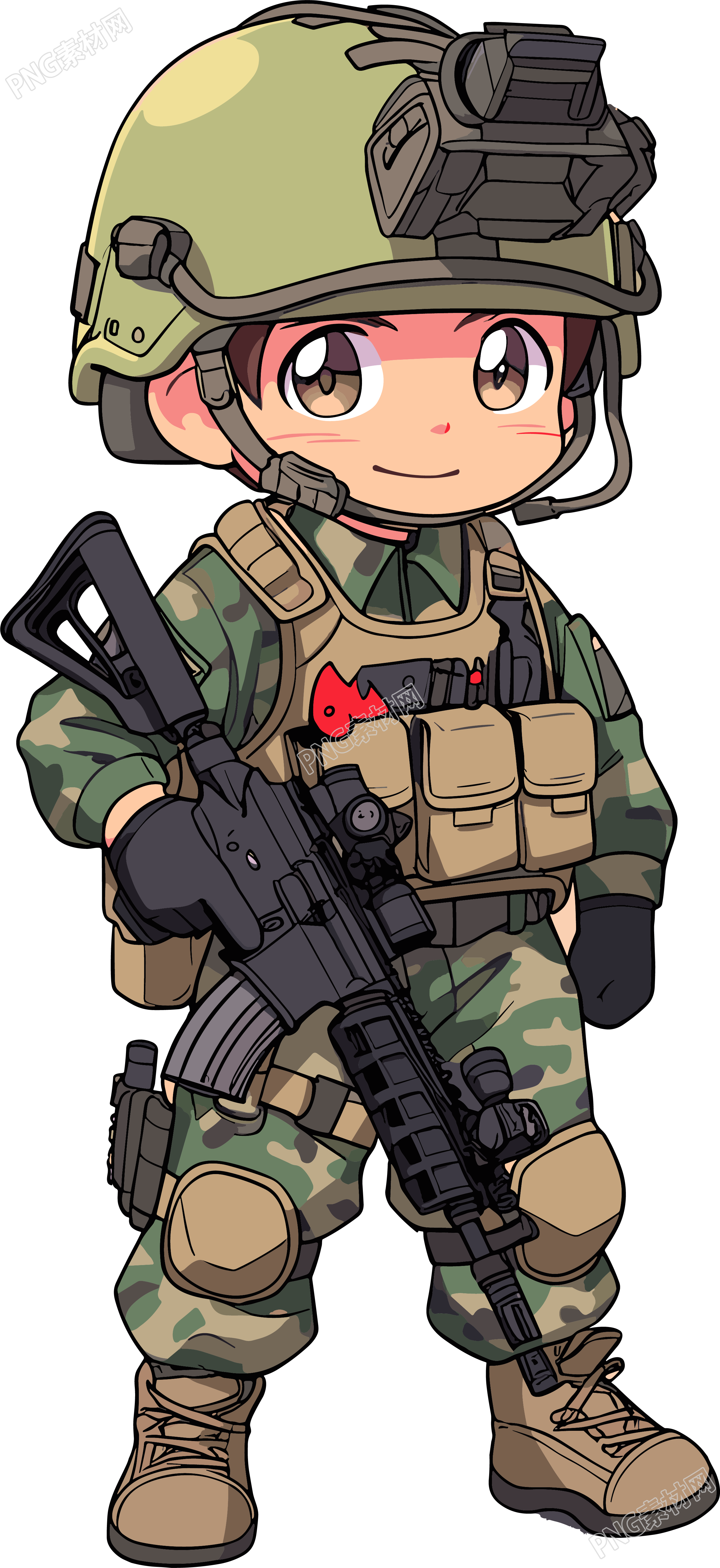 卡通士兵透明背景插图
