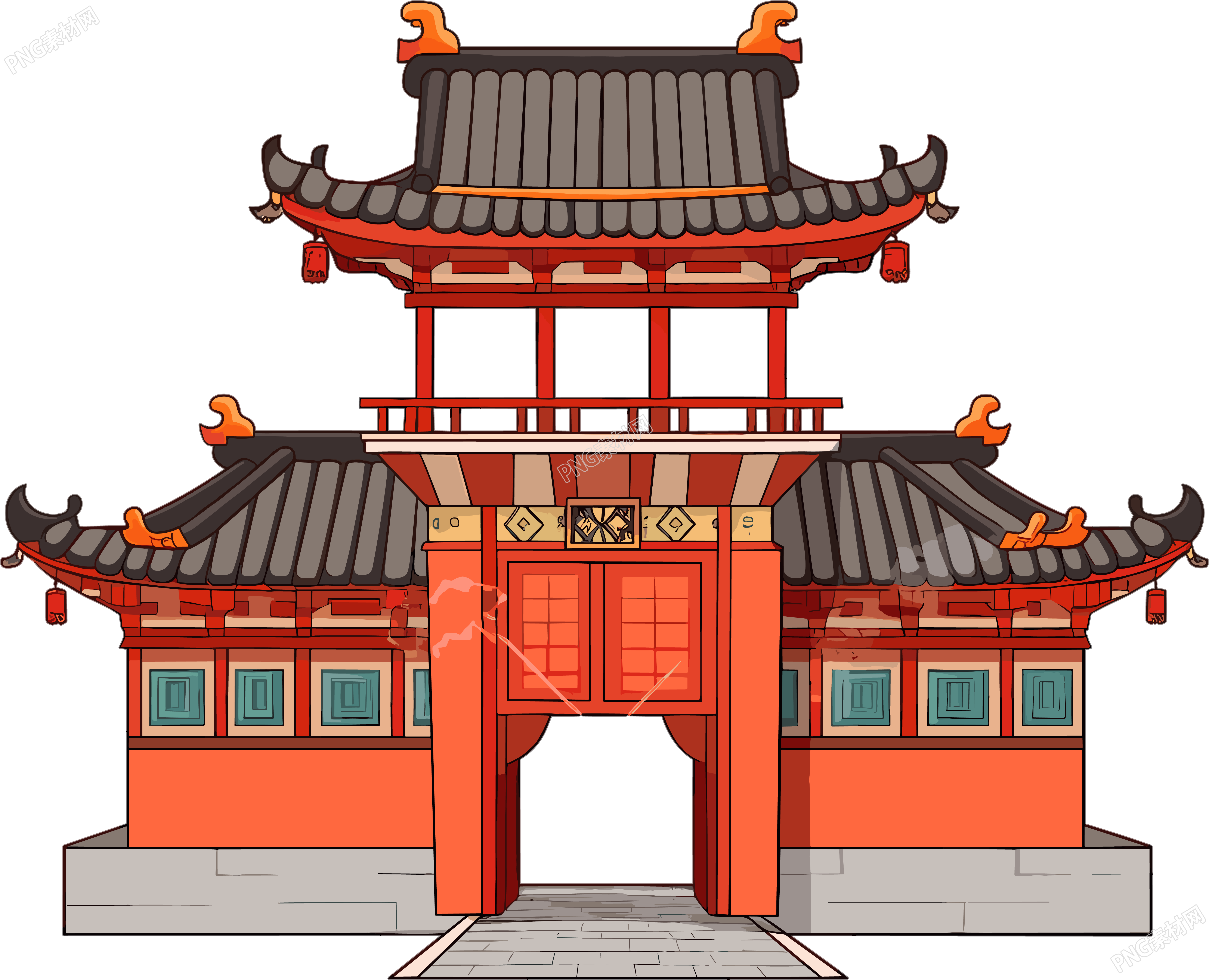 国风阁楼透明背景素材