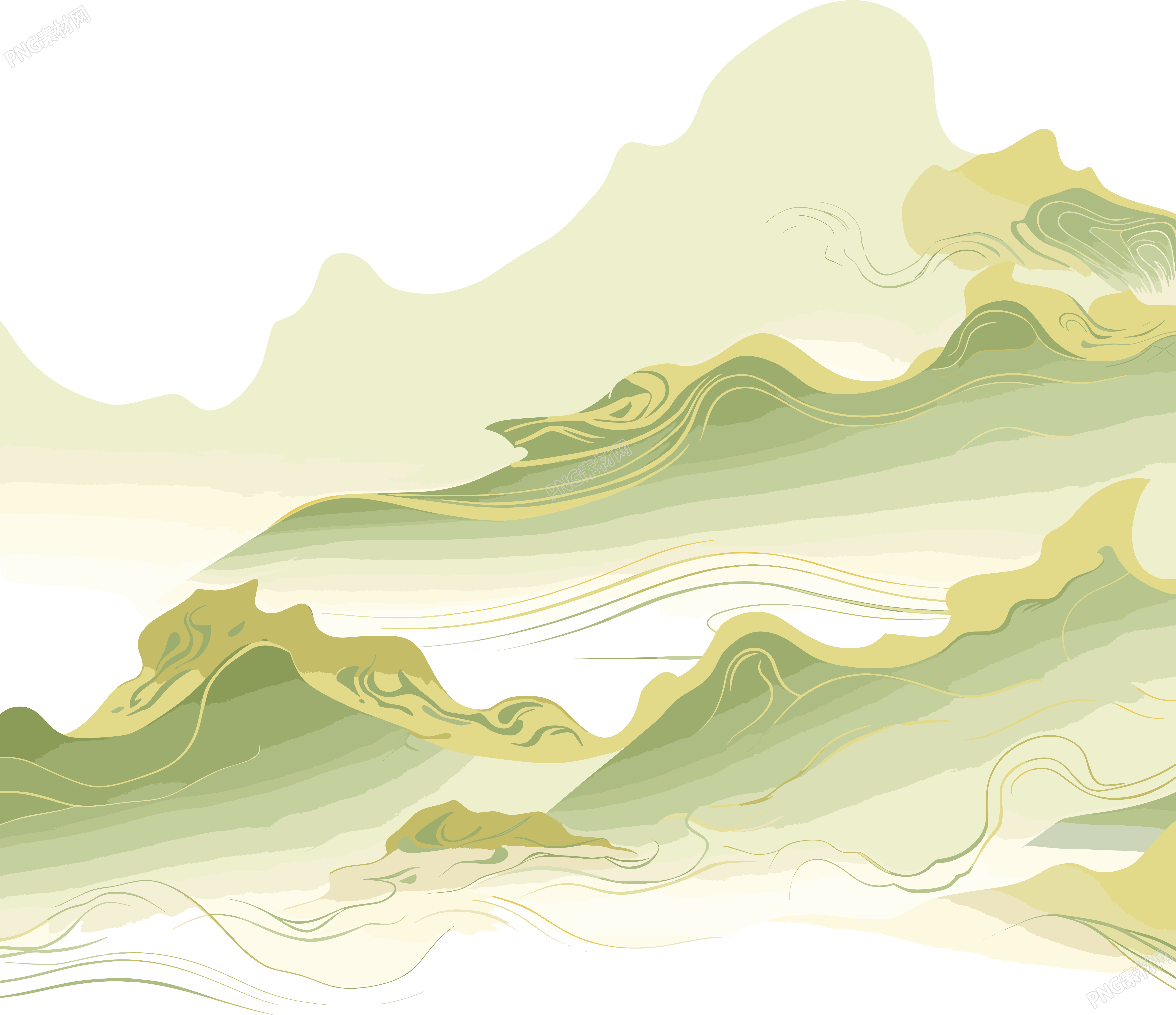 国潮风山脉透明背景插画