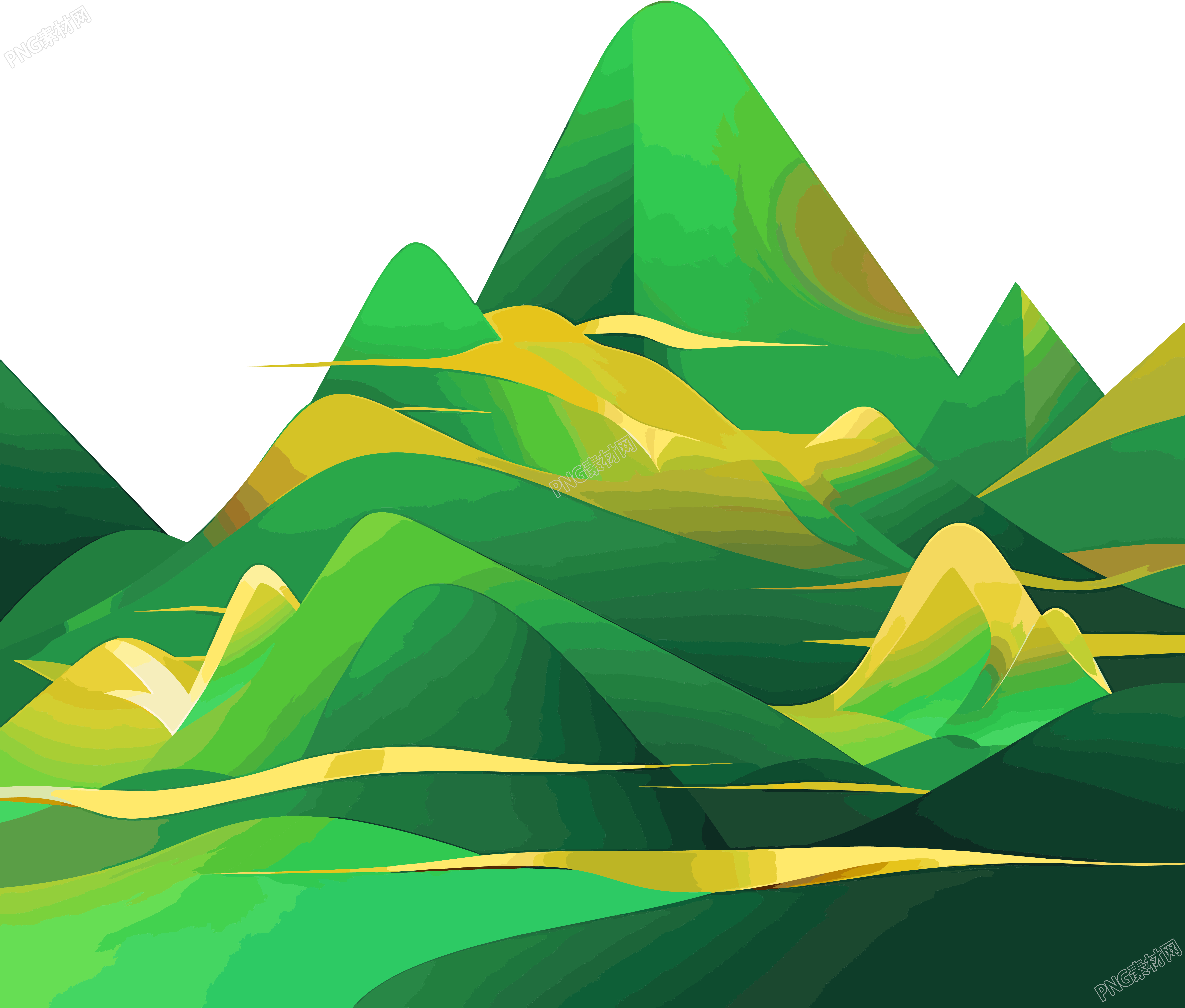 国潮风山脉透明背景插画