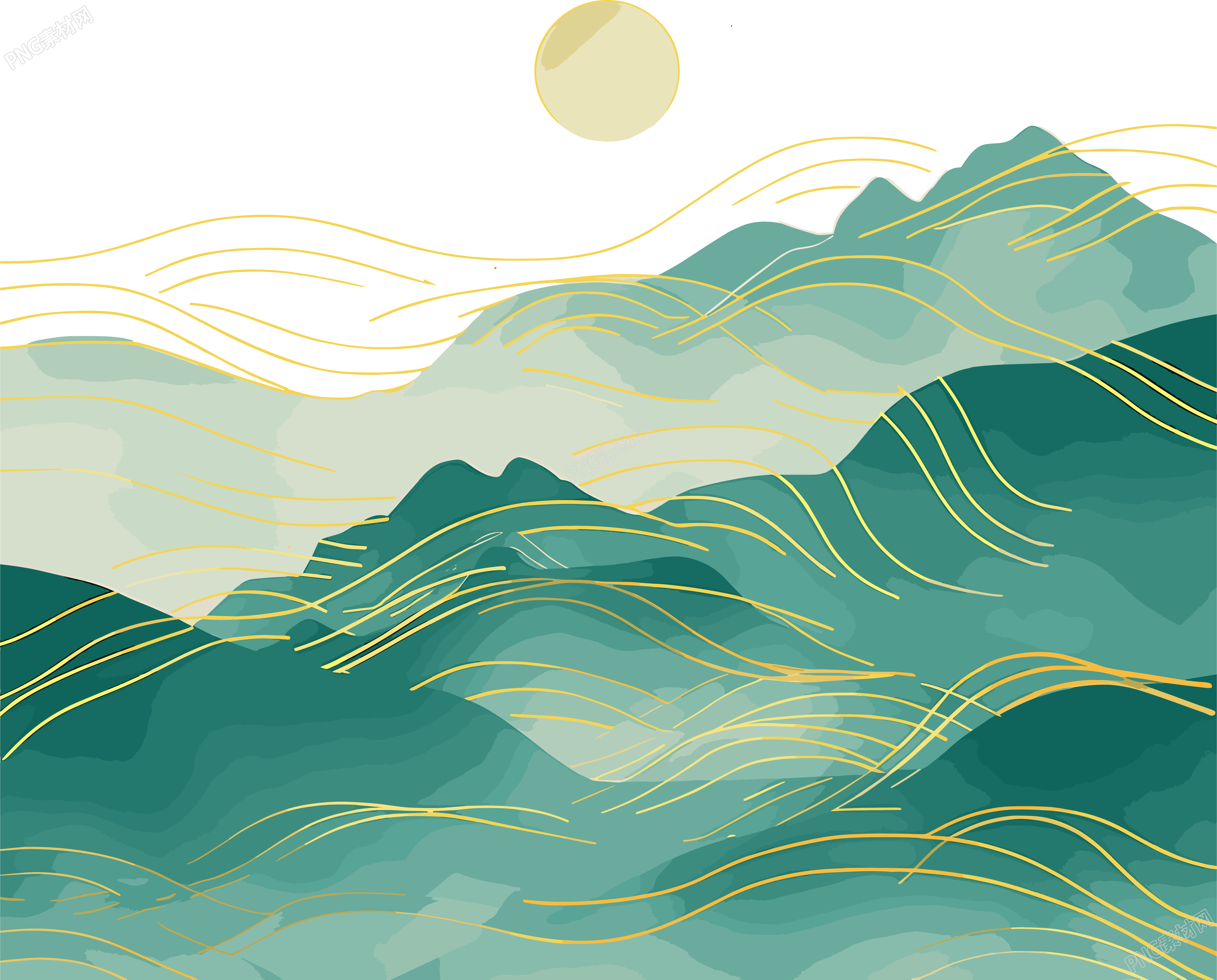 国潮风山脉商业设计图形插画