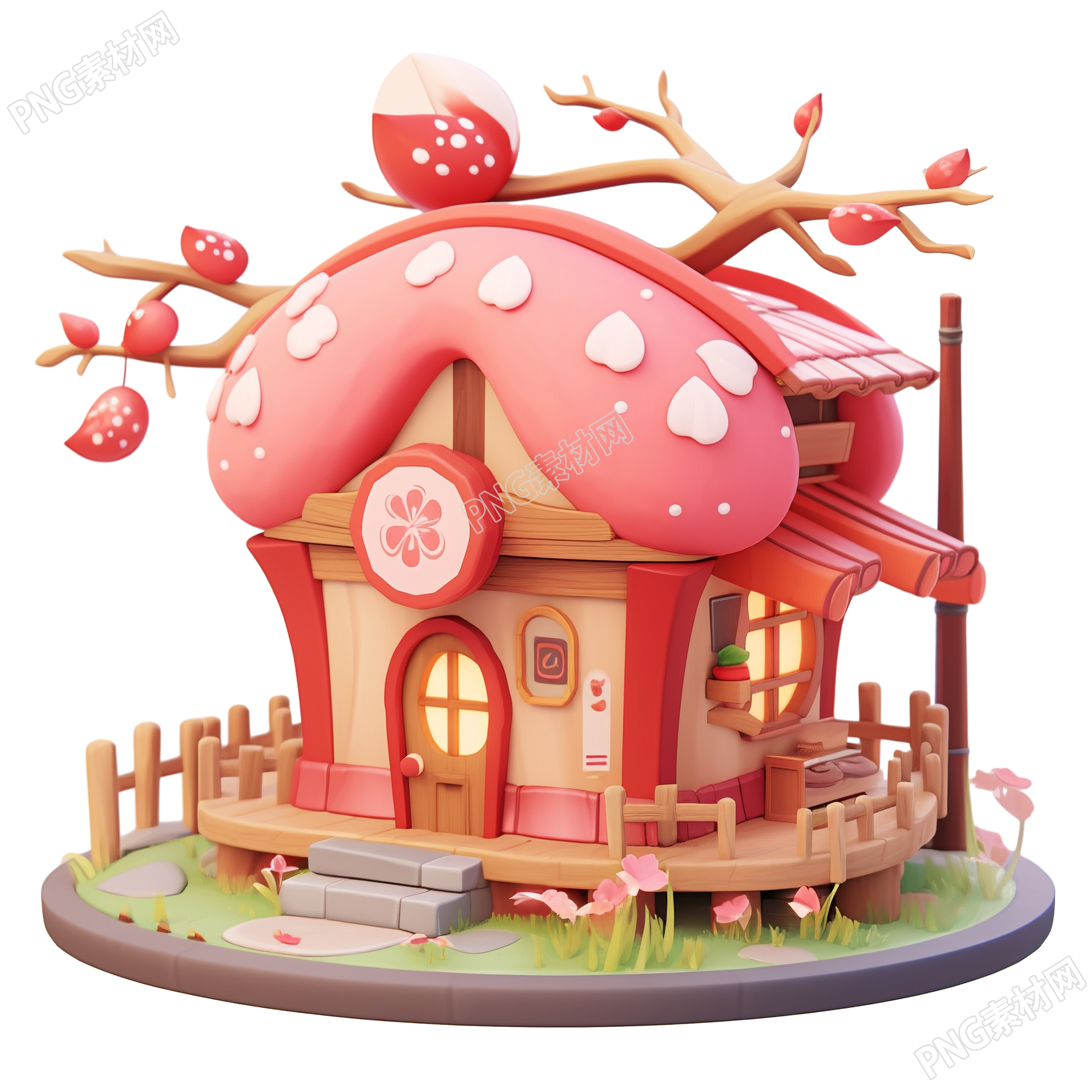 3D粉色小房子创意元素