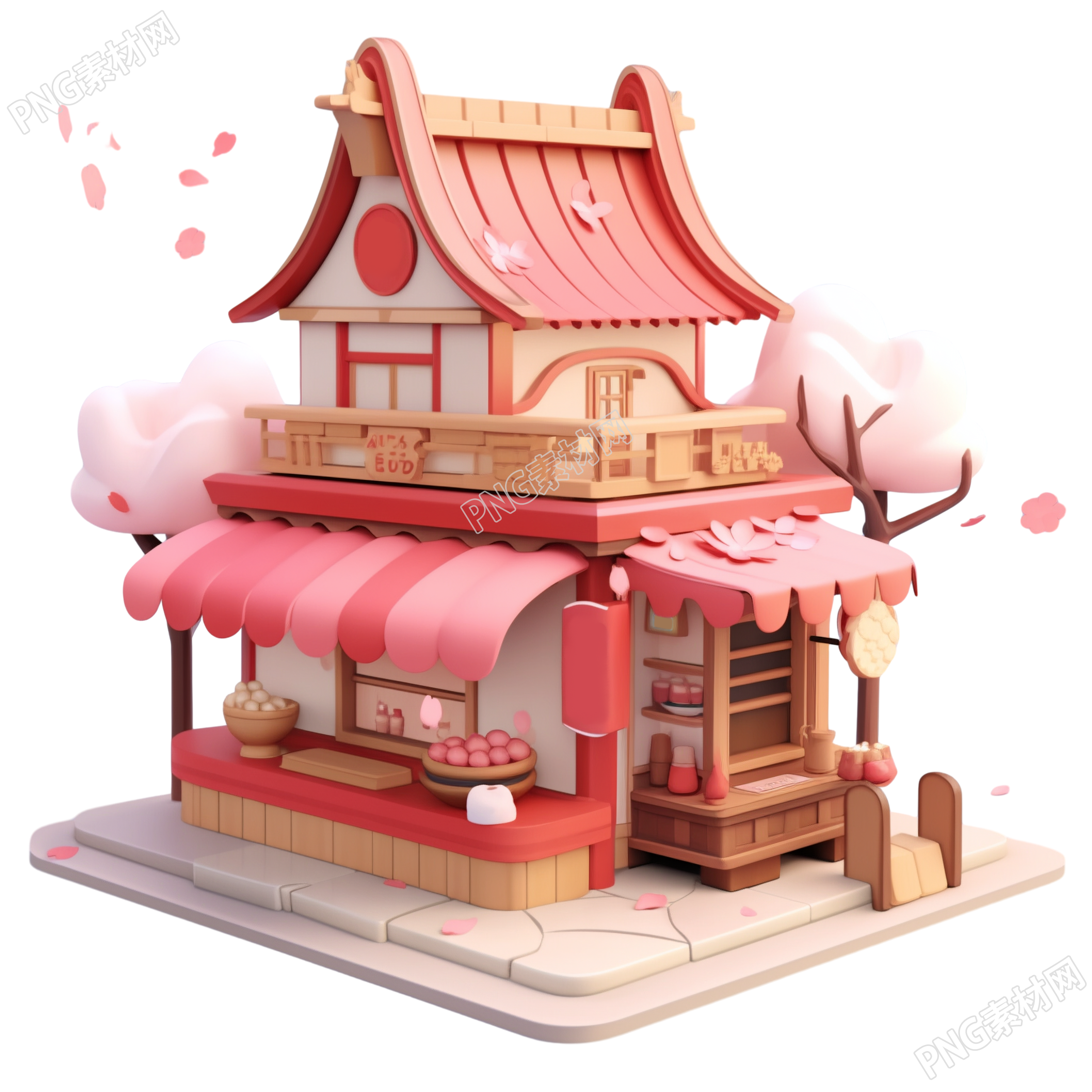 3D粉色小房子商业素材