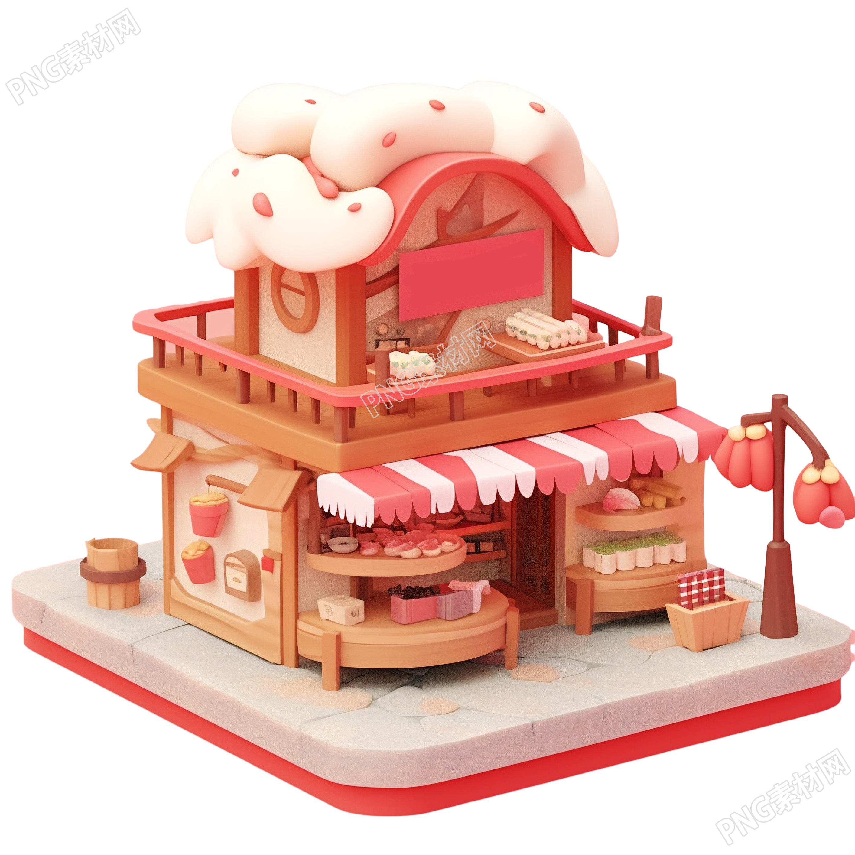 3D粉色小房子高清素材