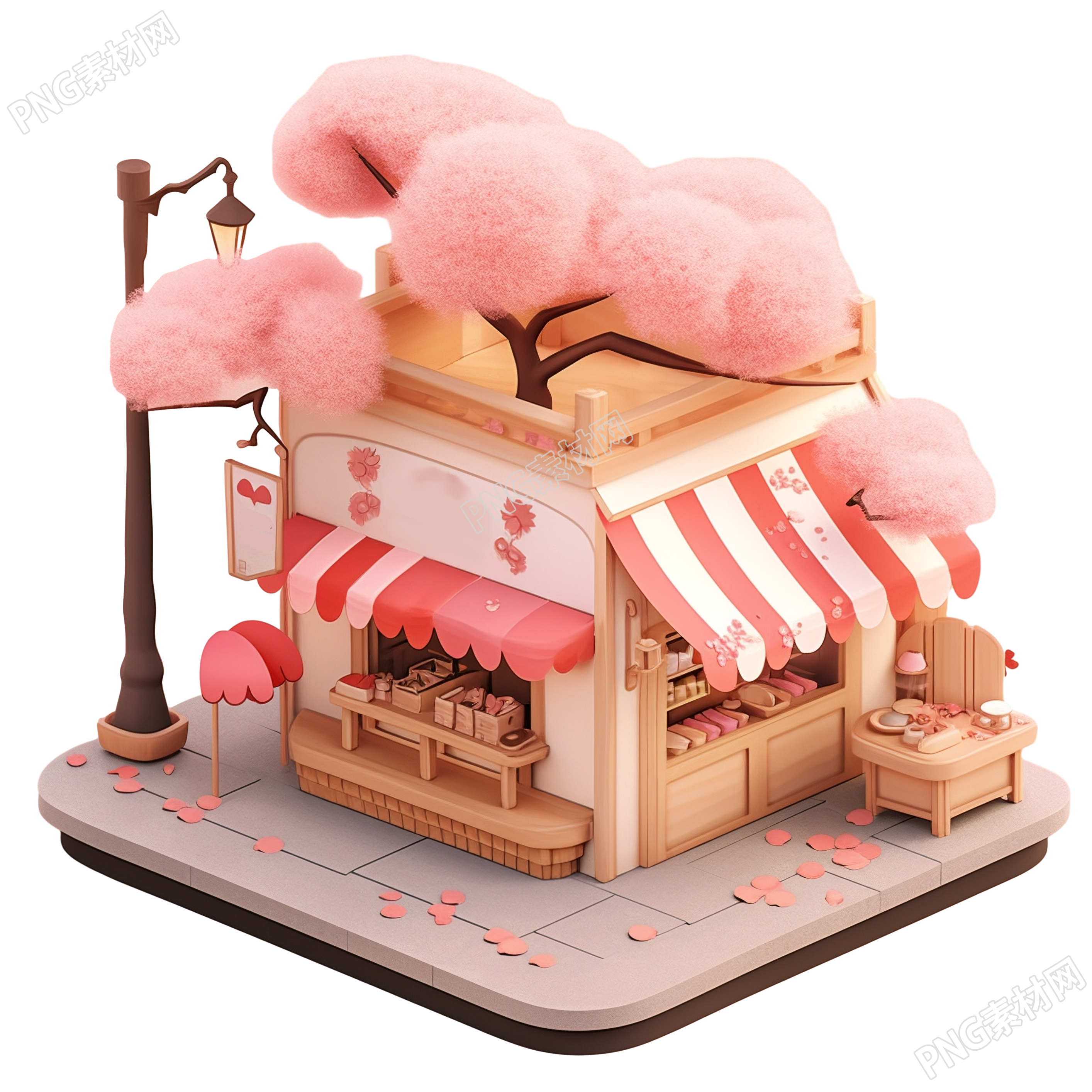 3D粉色小房子商用素材