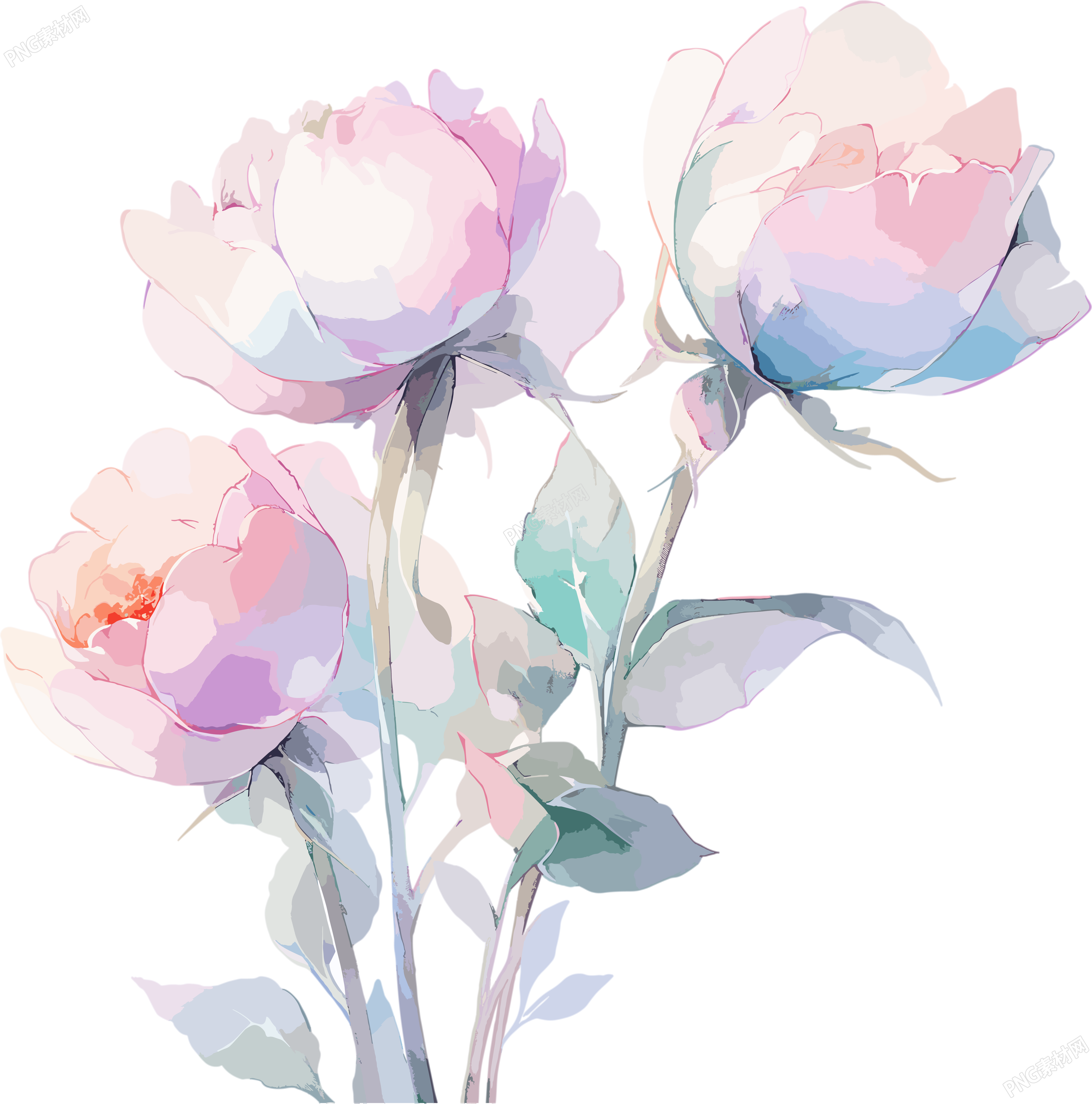 水彩花卉绽放插画