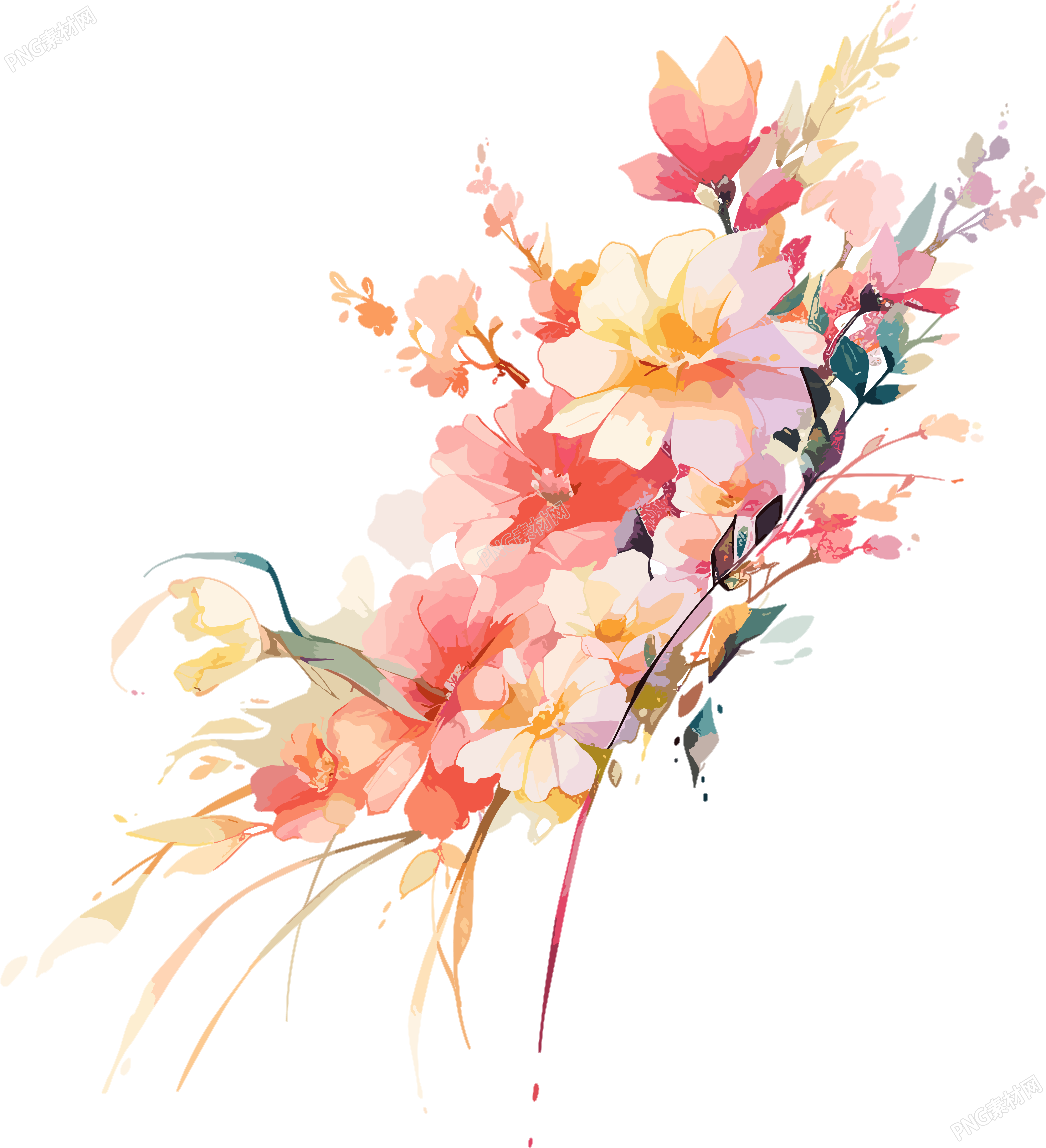 水彩花卉手绘水彩插图