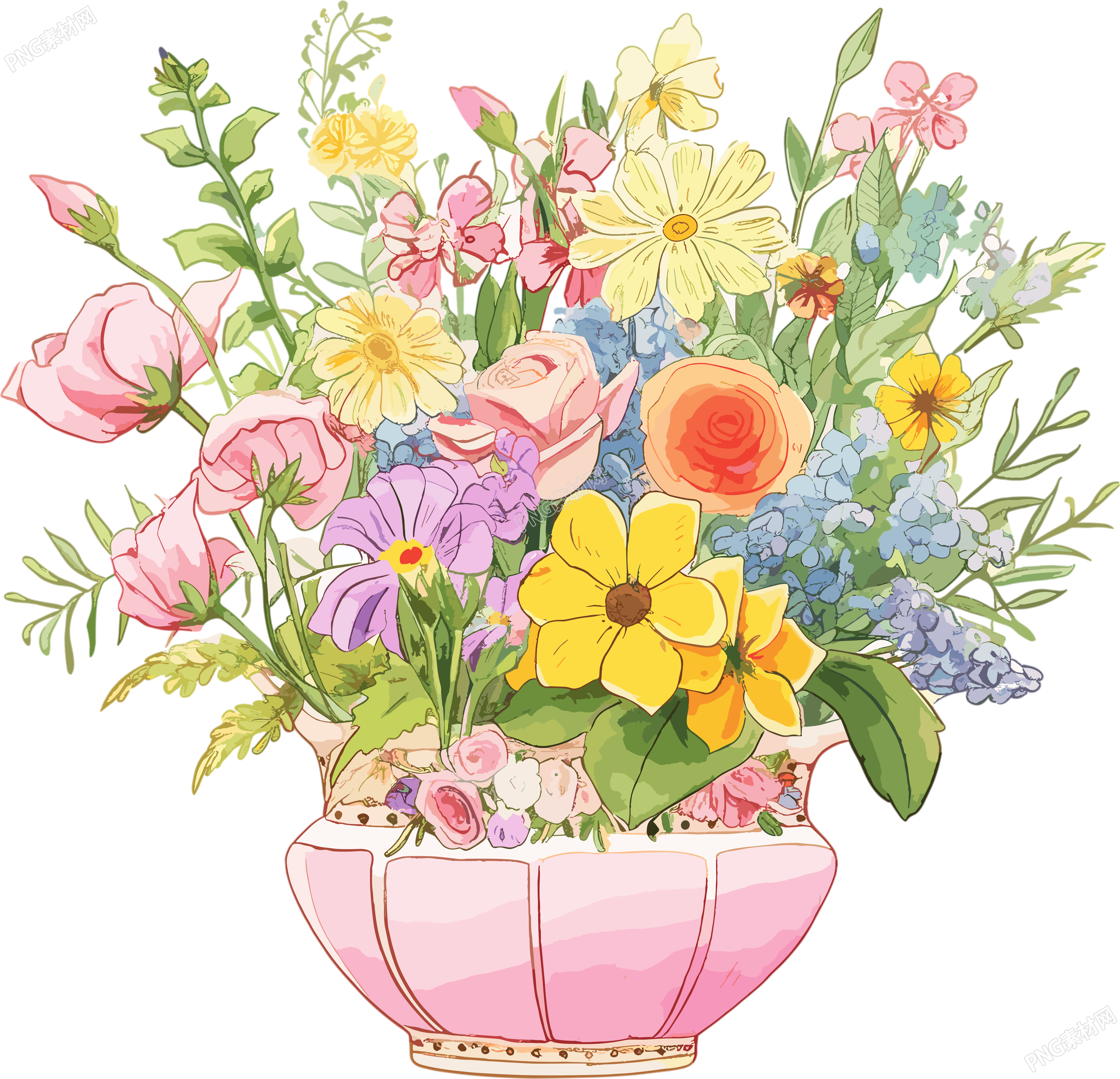 水彩花卉手绘插图