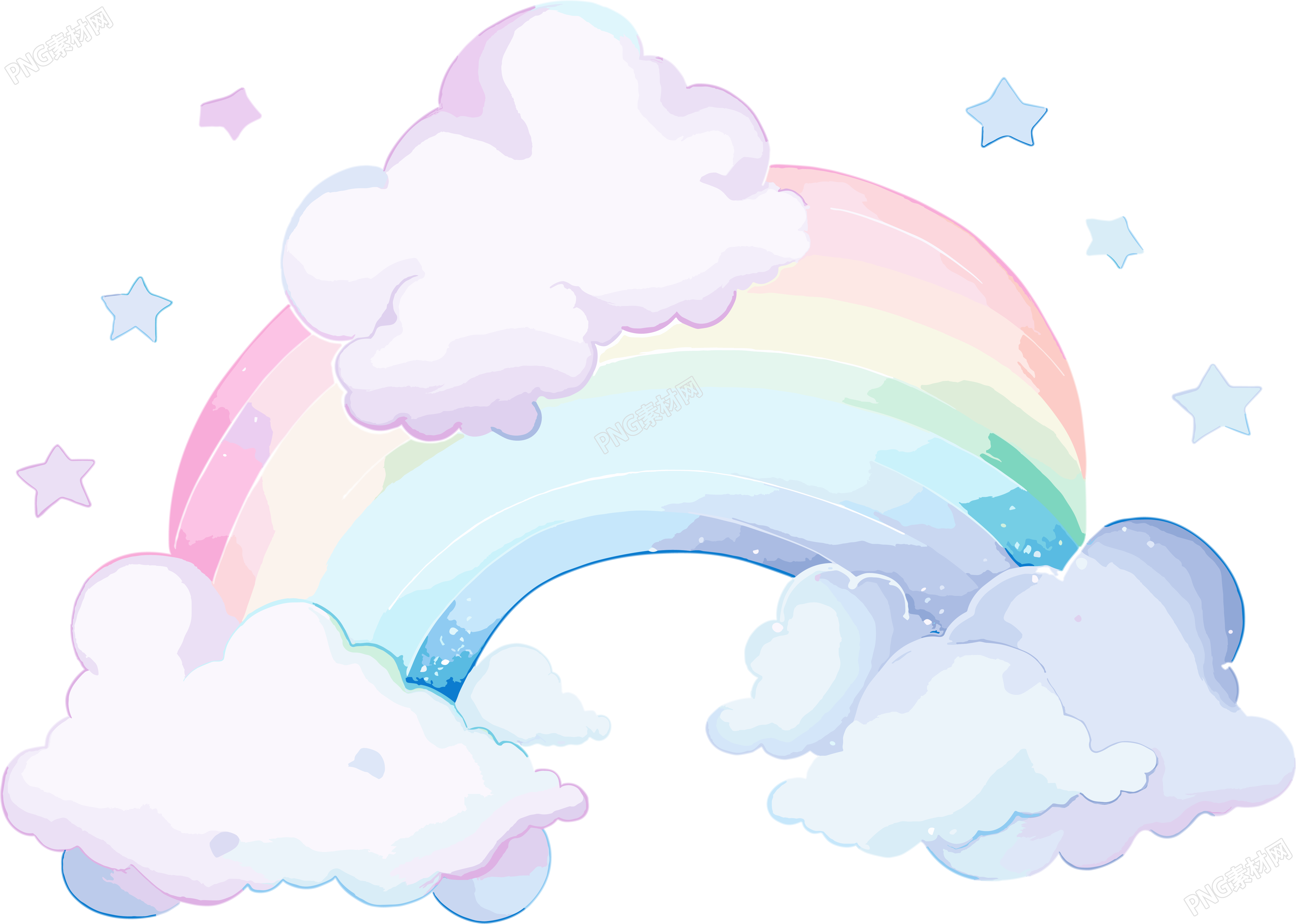 彩虹白云插畫