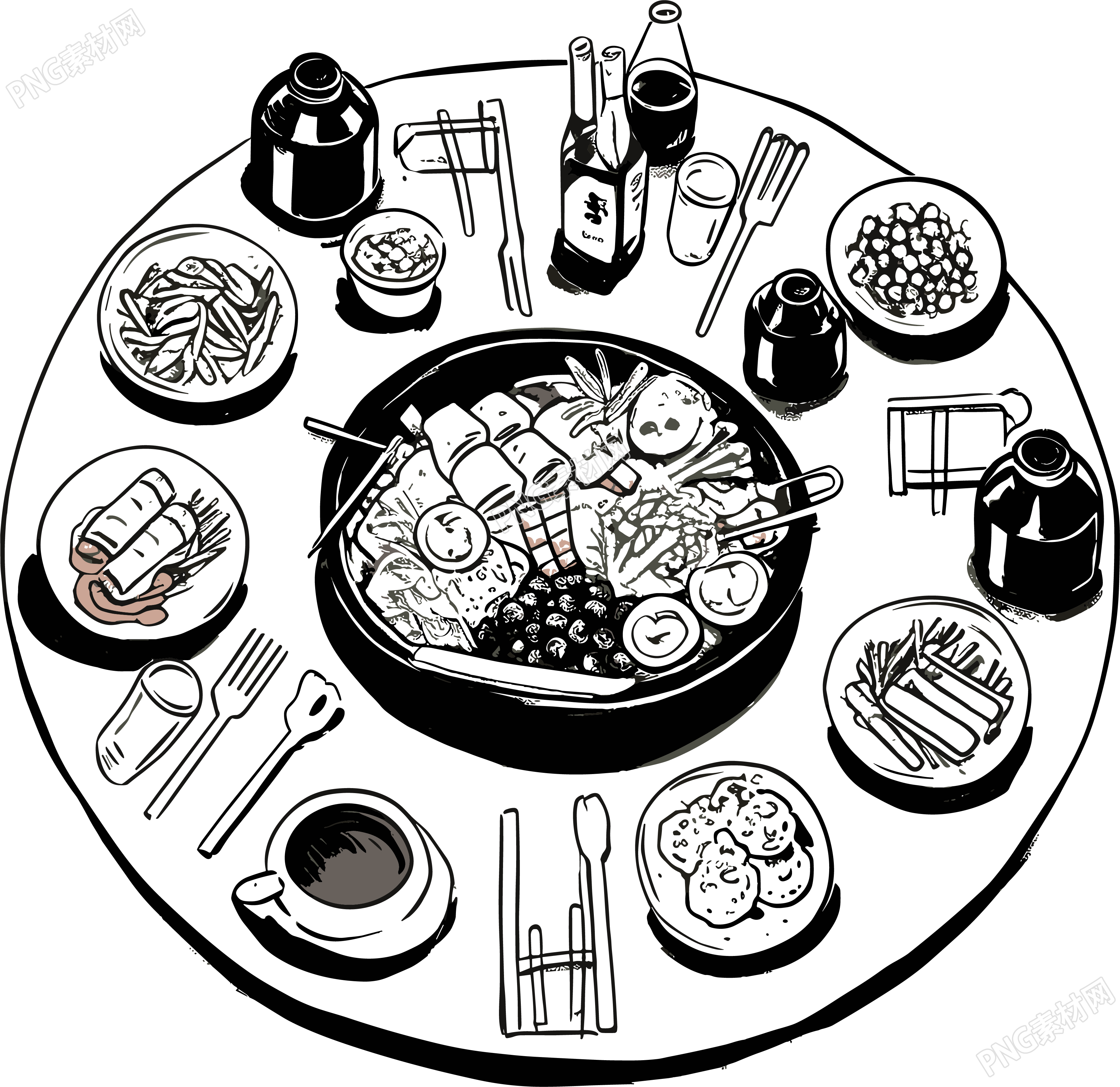 年夜饭简笔画