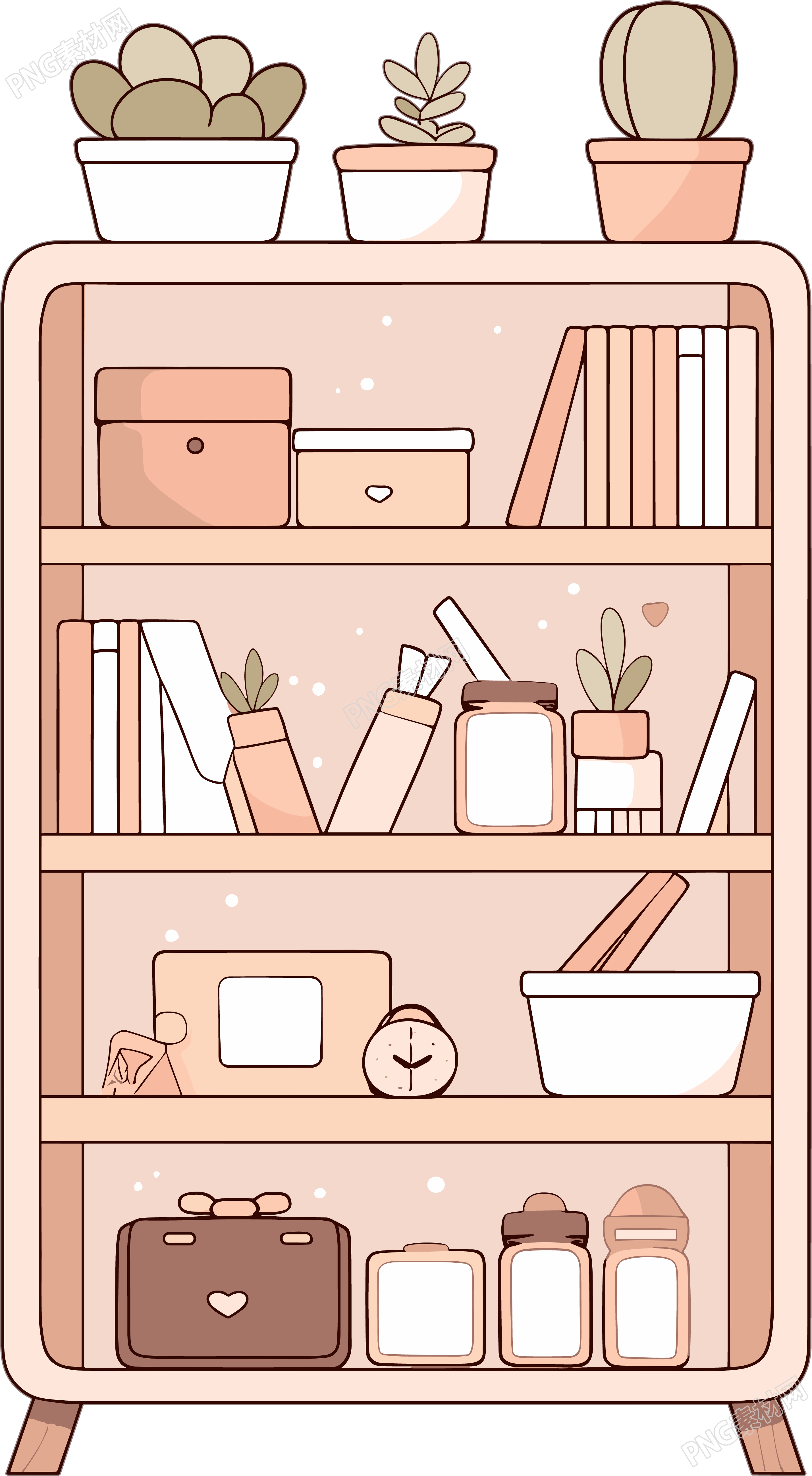 可爱书架透明背景插图