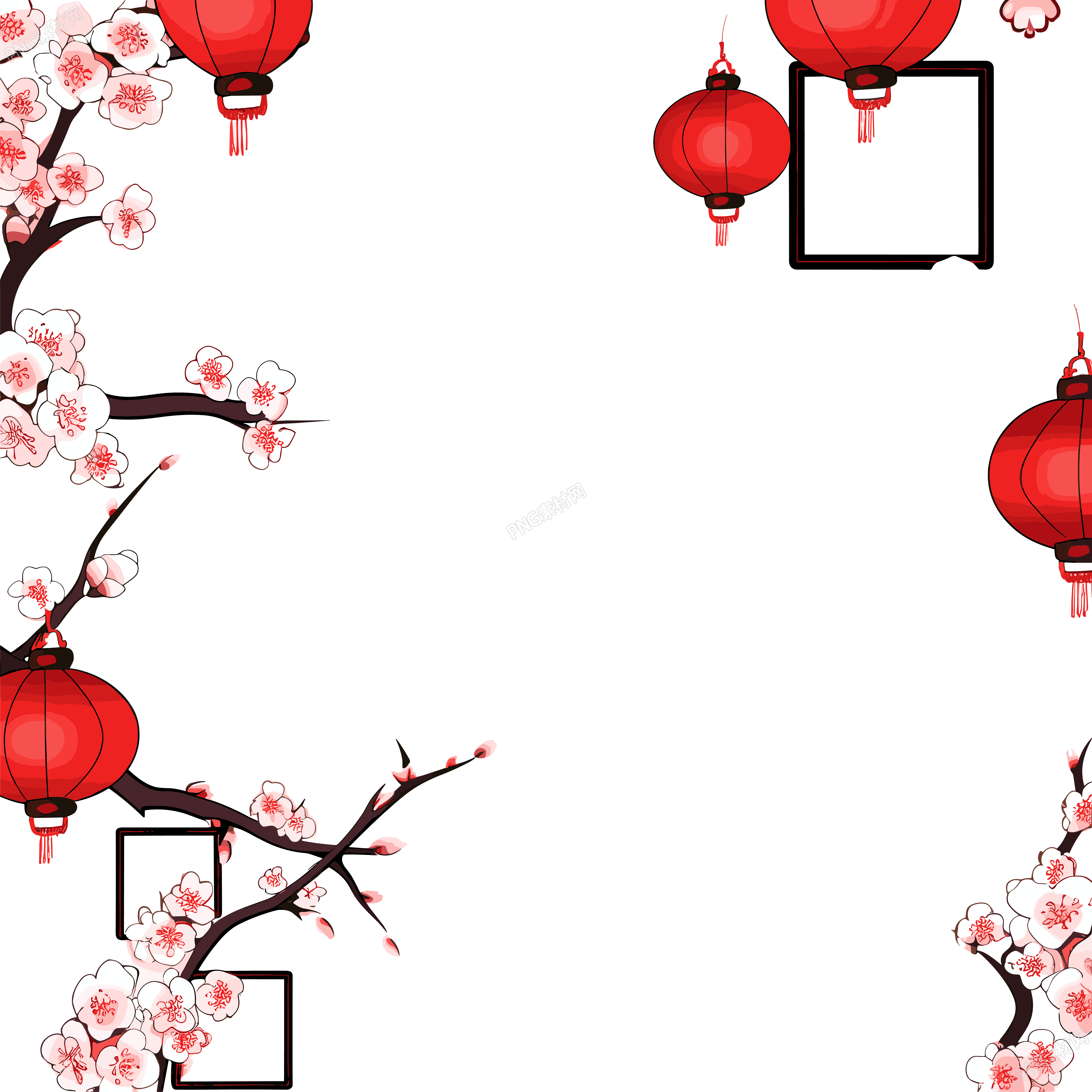 新年灯笼边框商业设计图形素材