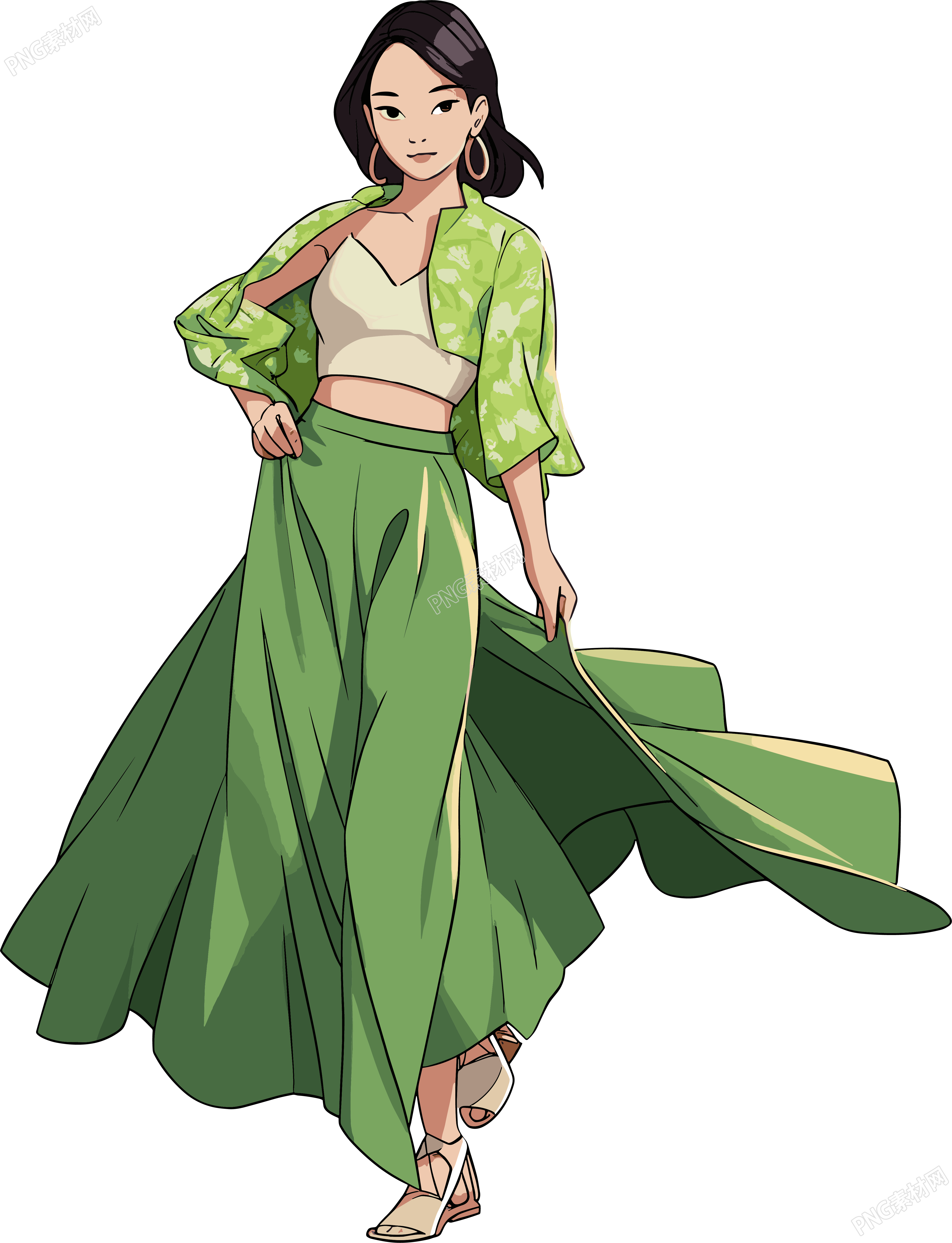 卡通美女插画元素