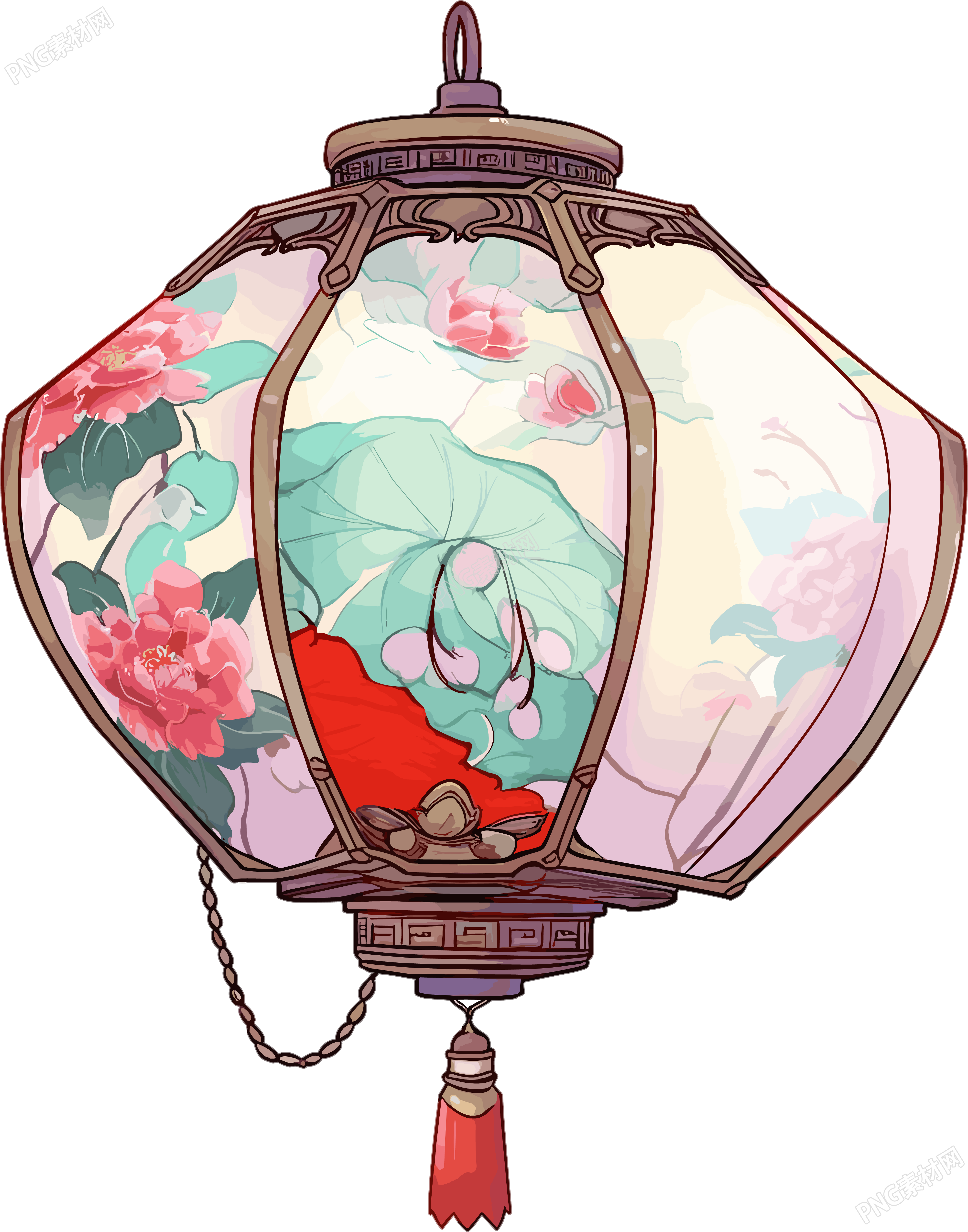 中式灯笼手绘插画设计