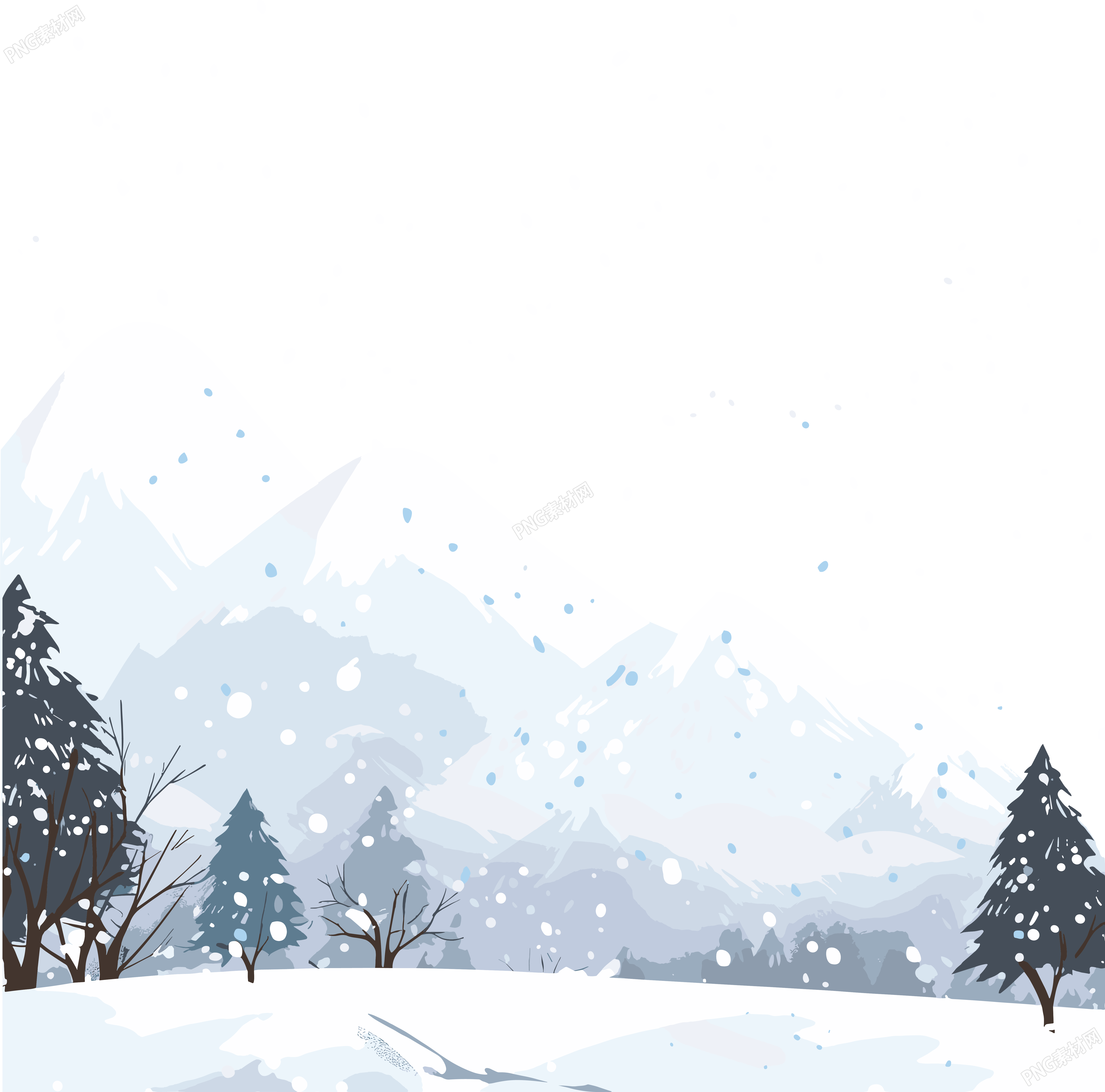雪景手绘冰雪元素