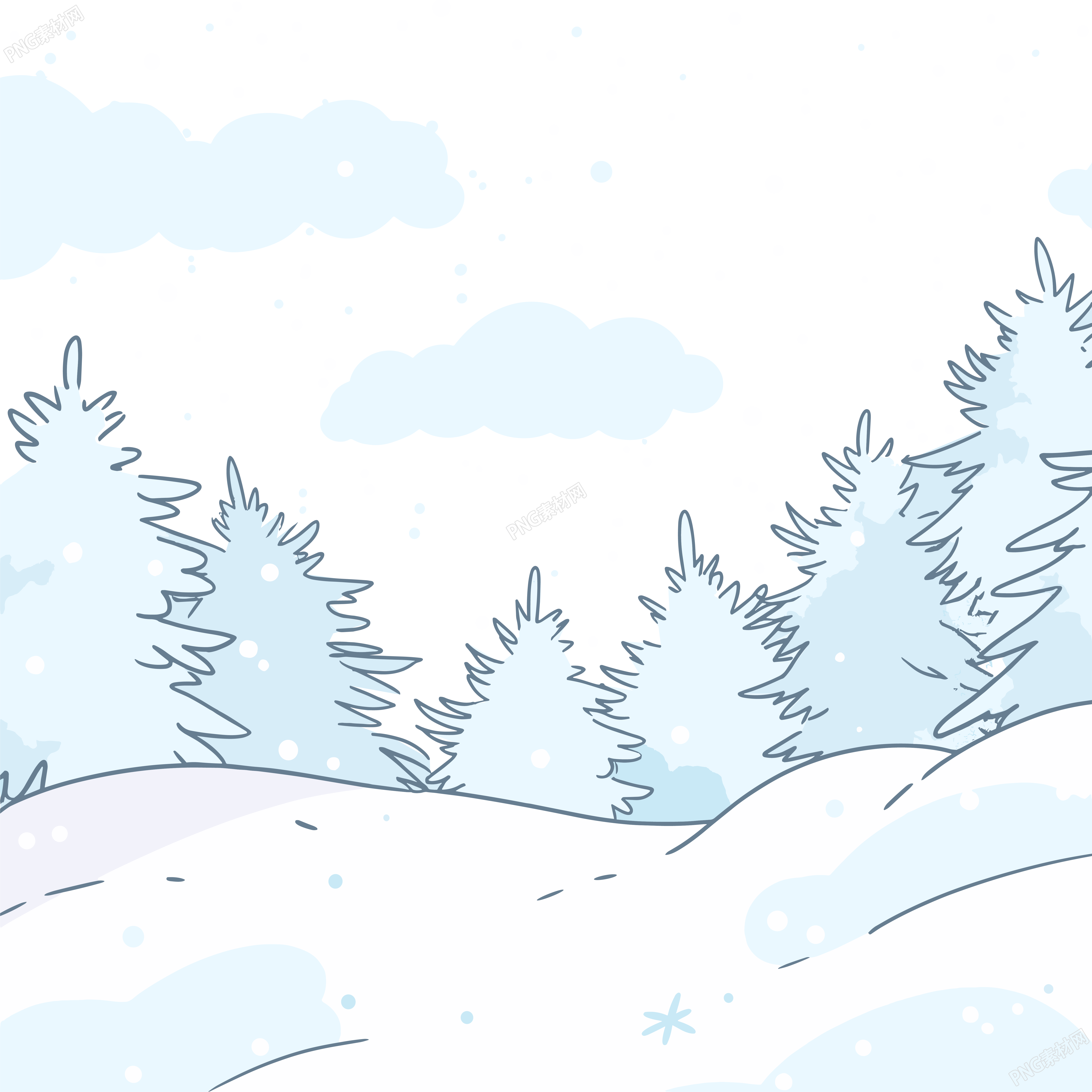雪景高清手绘插画