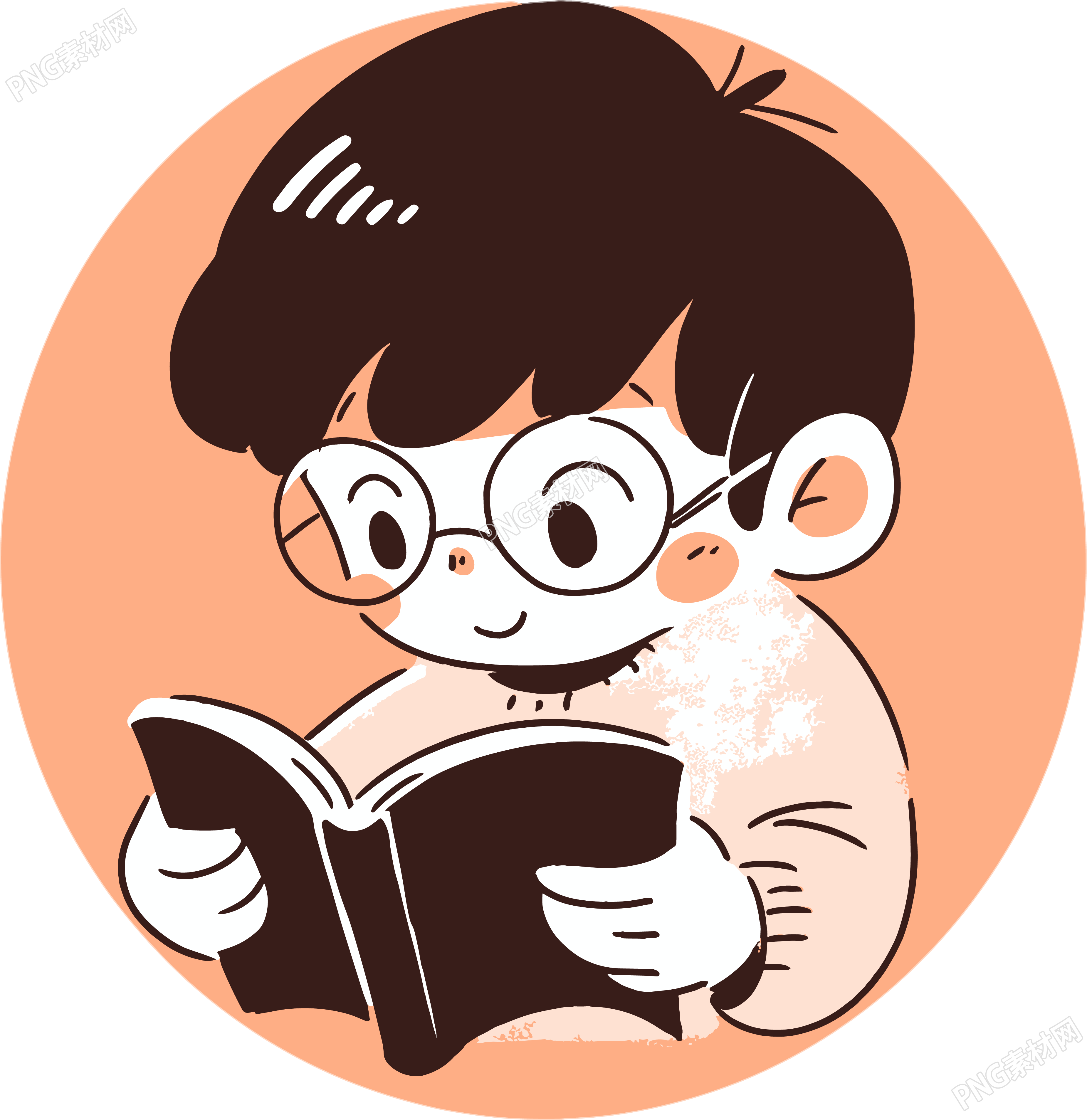 卡通读书简单图形素材设计元素