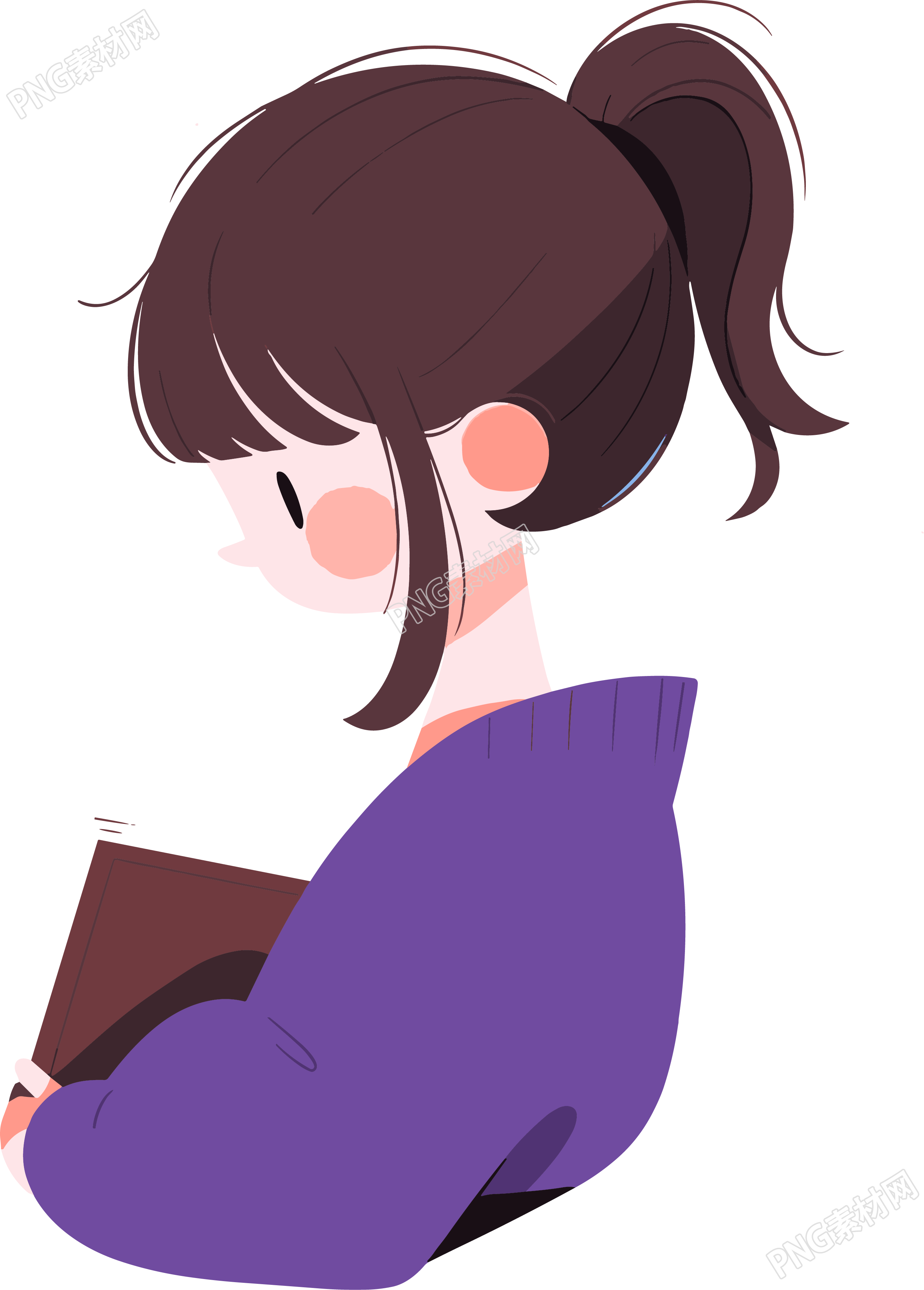 卡通讀書簡單插圖