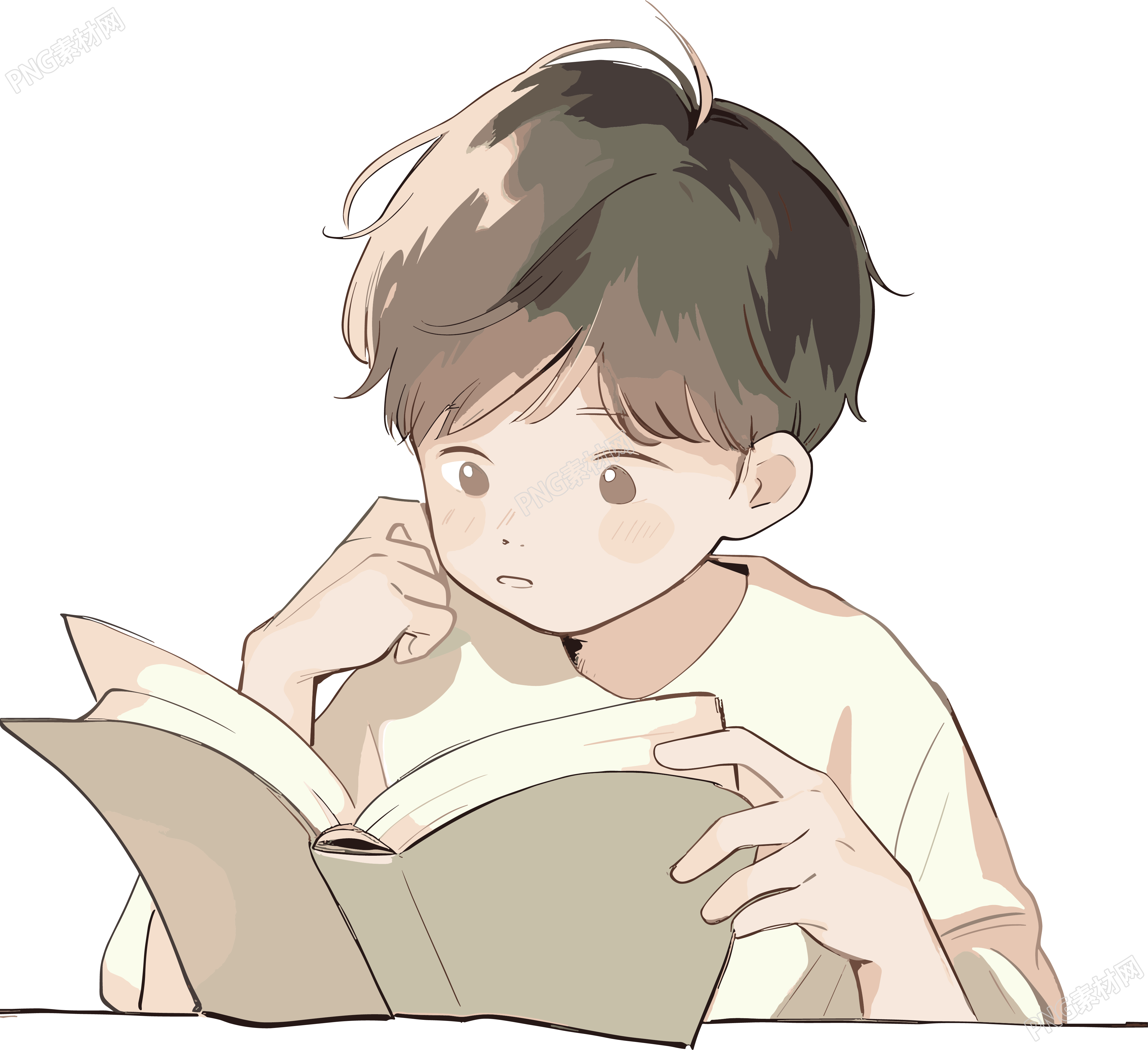 卡通读书简单高清插画