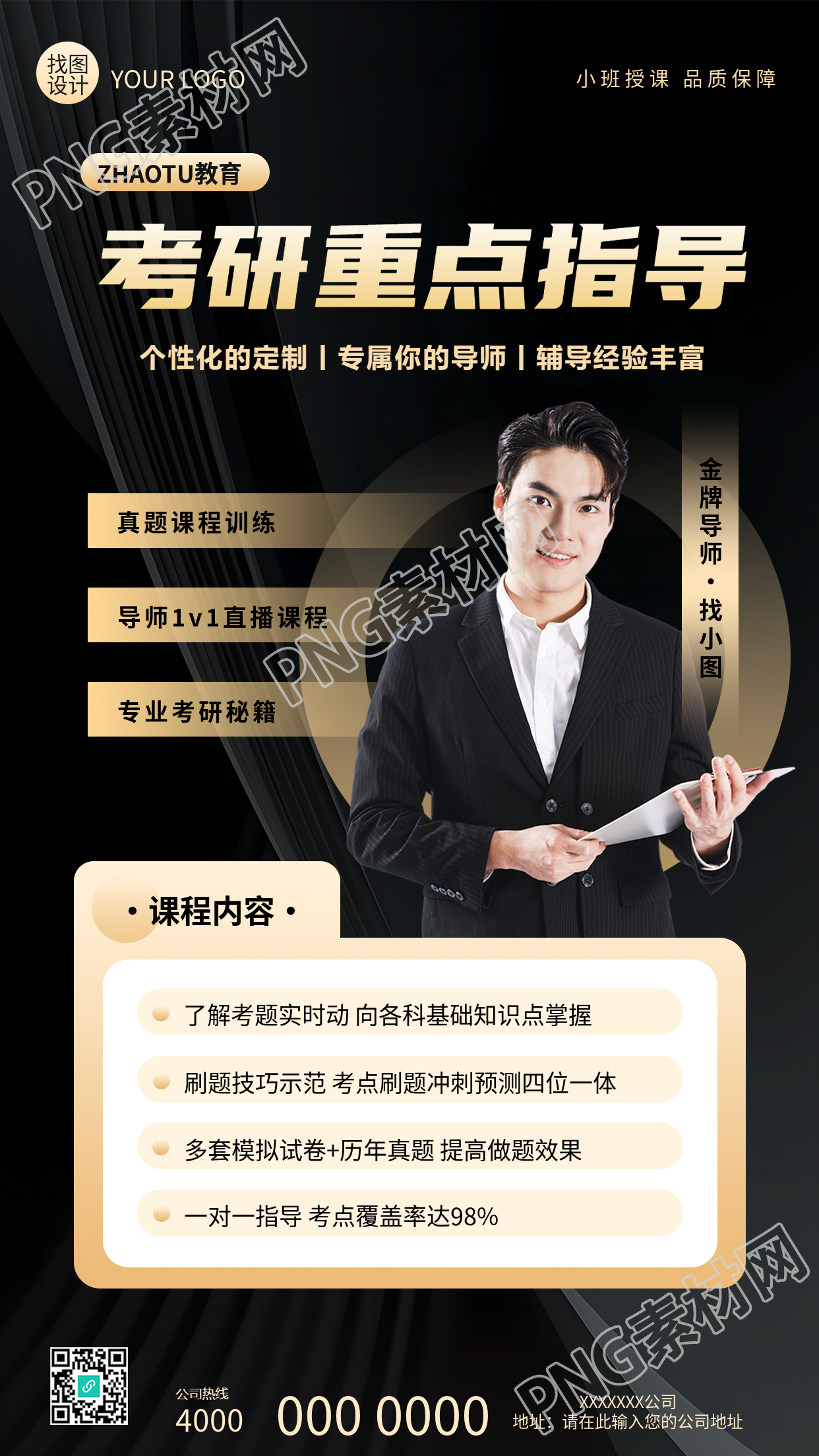 考研重点指导真人实景宣传手机海报