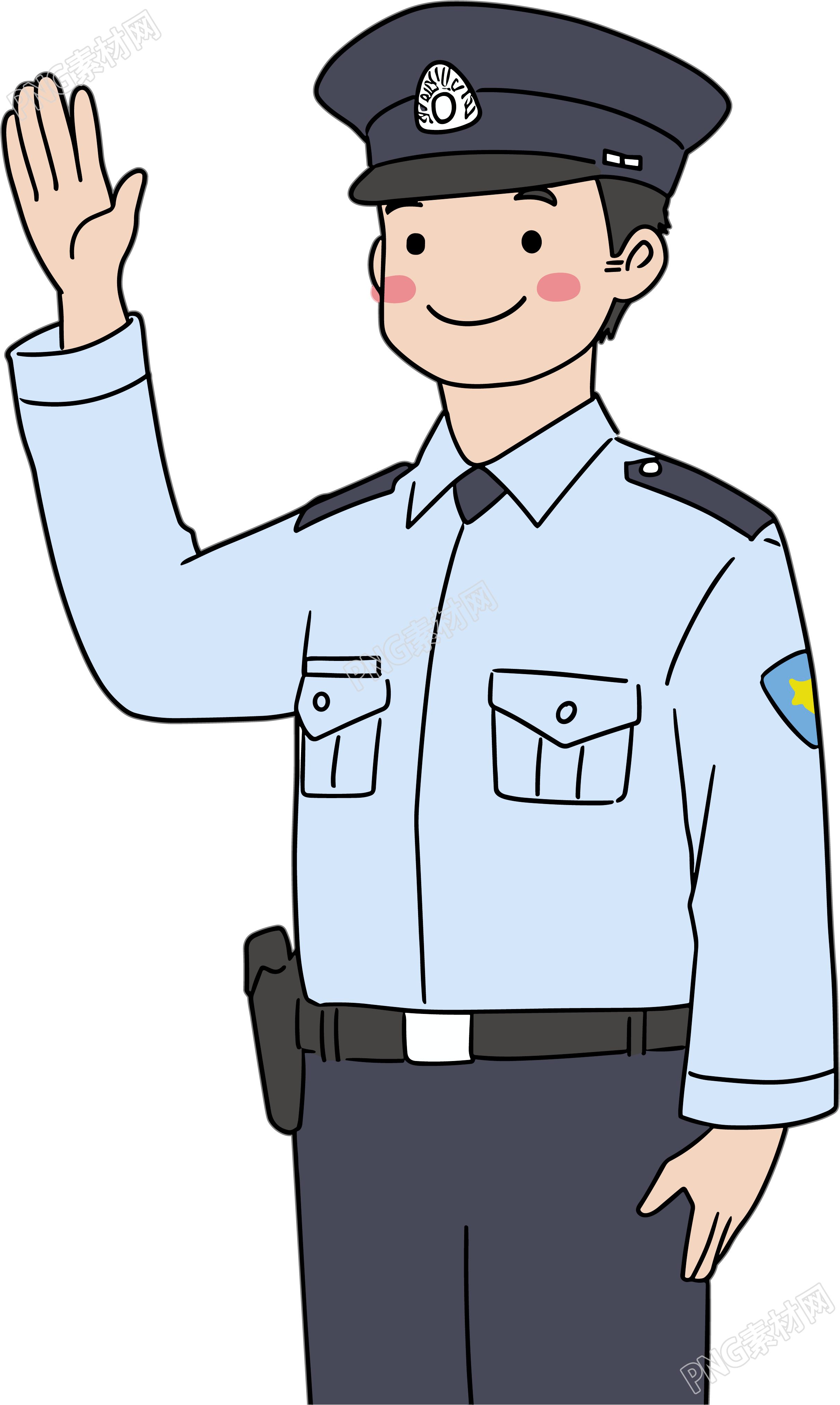 交警卡通透明背景素材