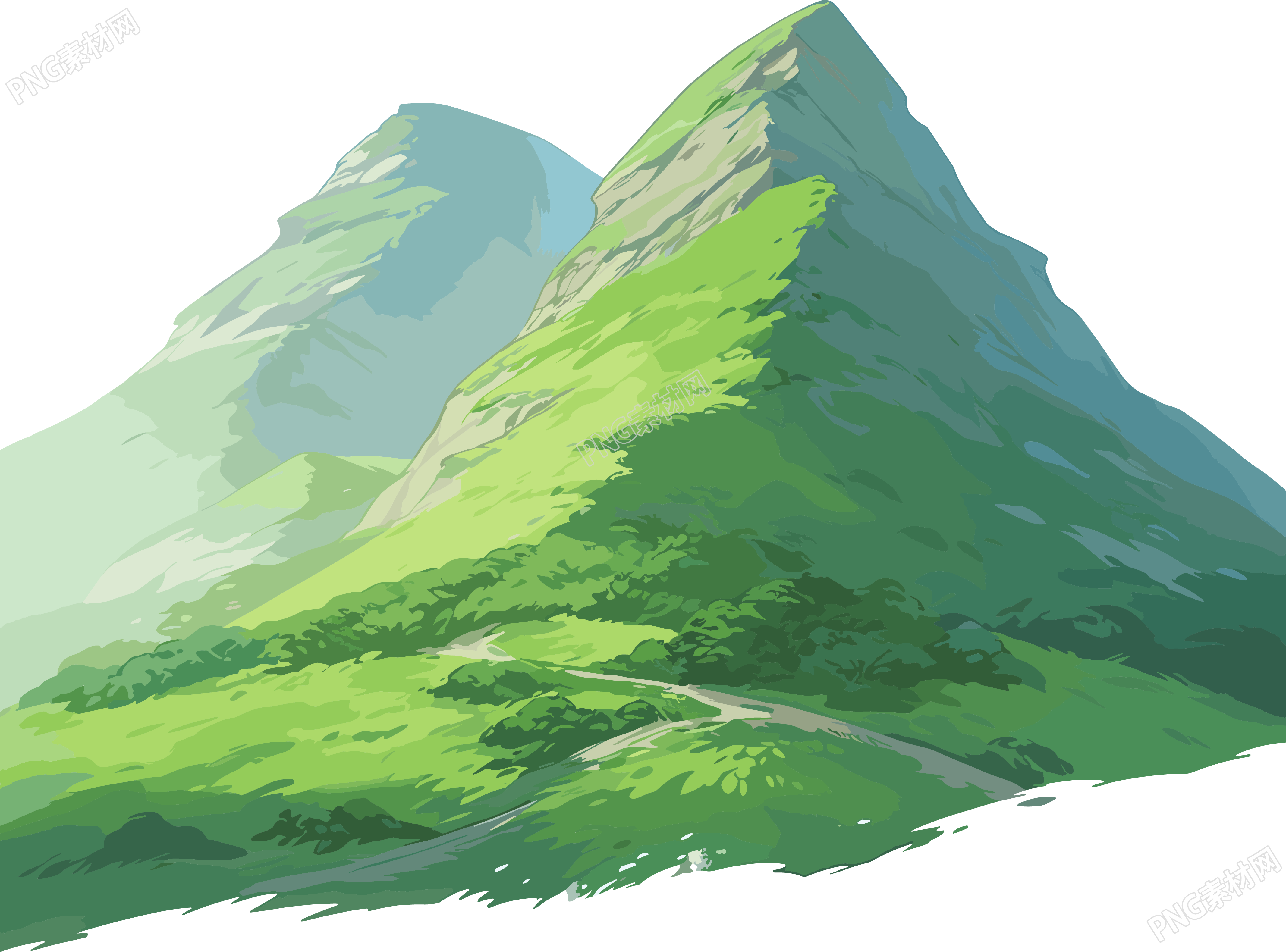 山卡通透明背景插画