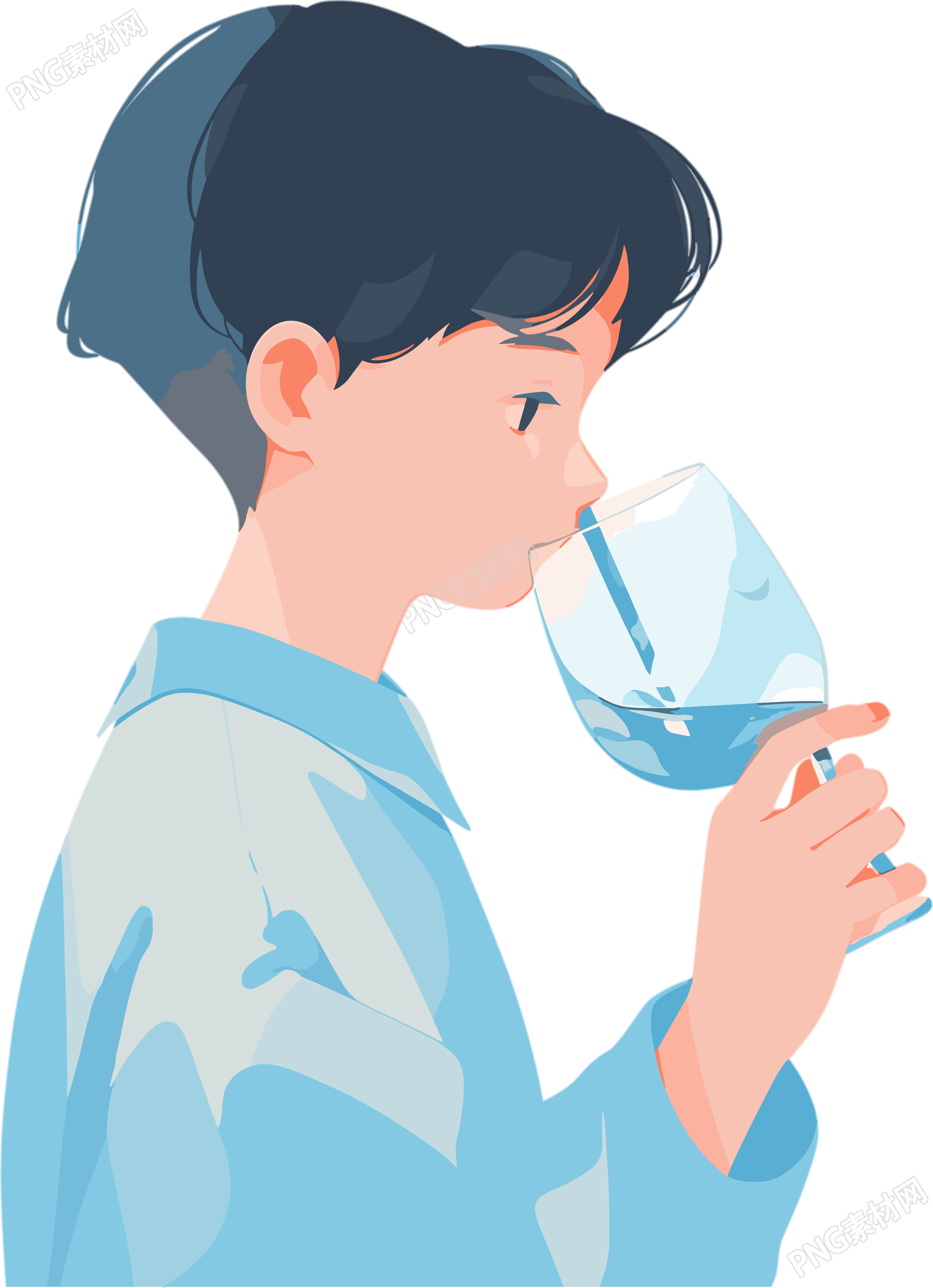拿水杯的男生创意元素