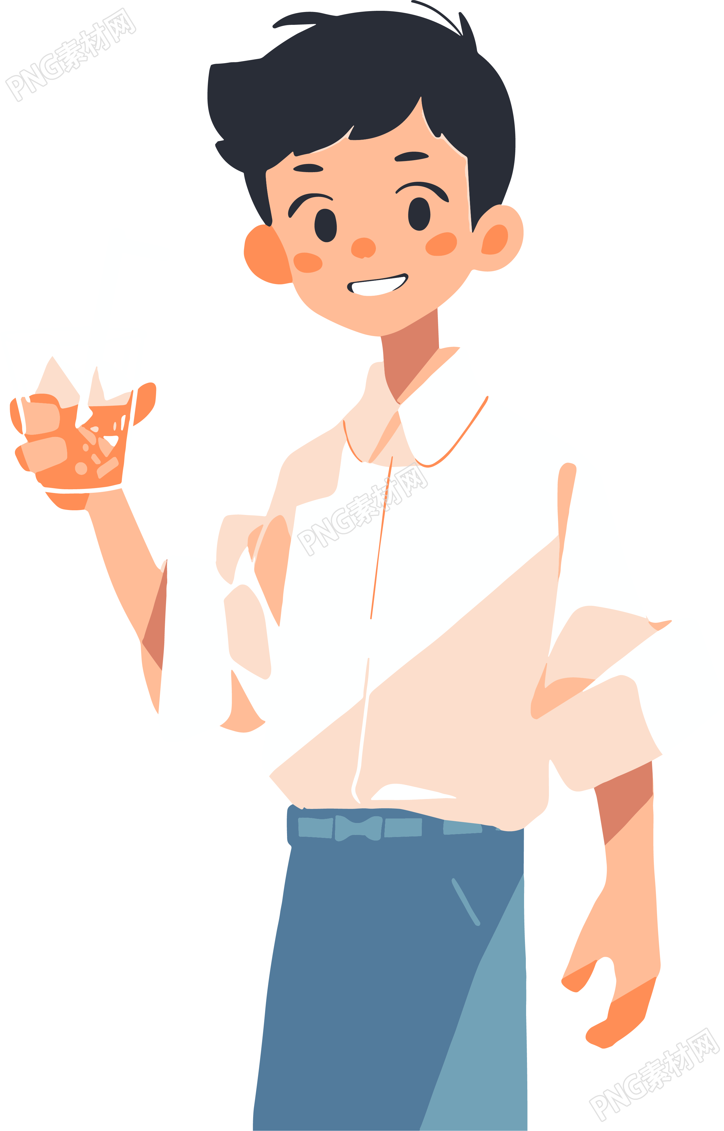 拿水杯的男生插画素材