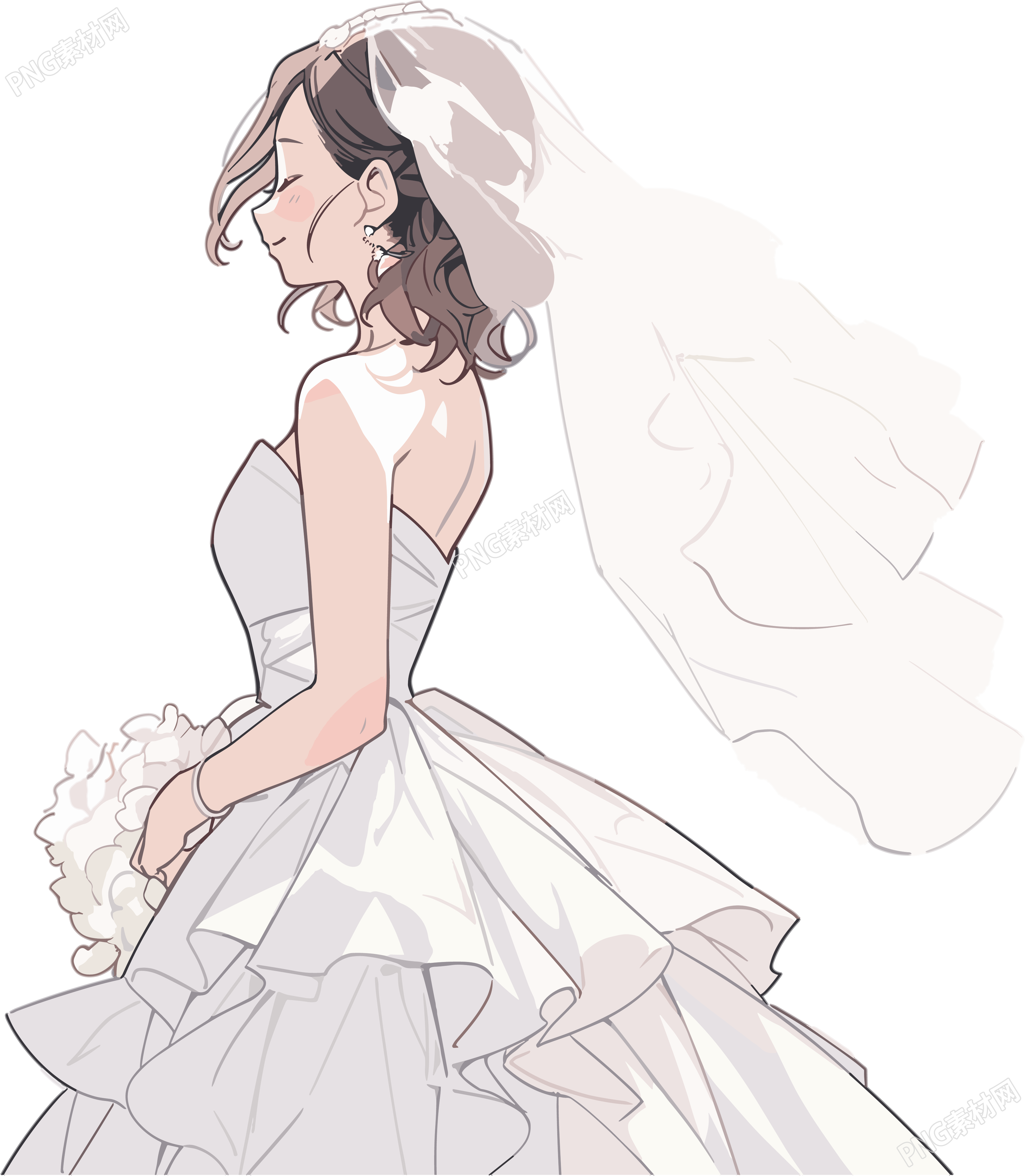 婚礼新人插画设计元素