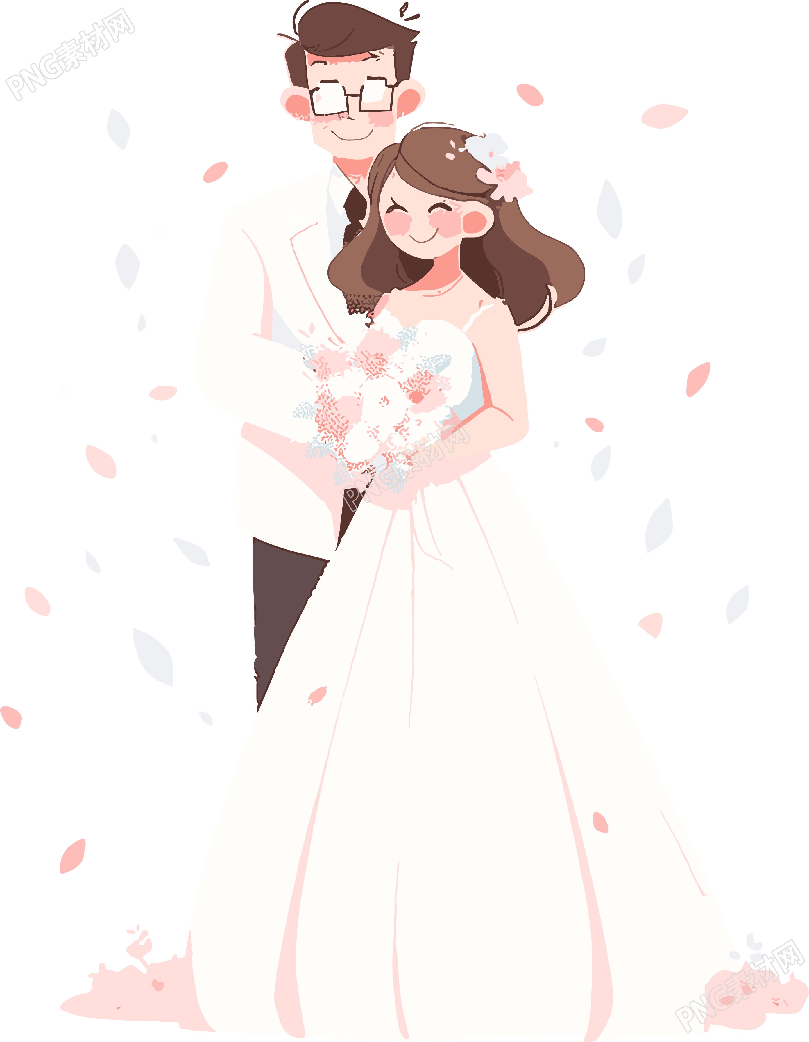 婚礼新人简约插画