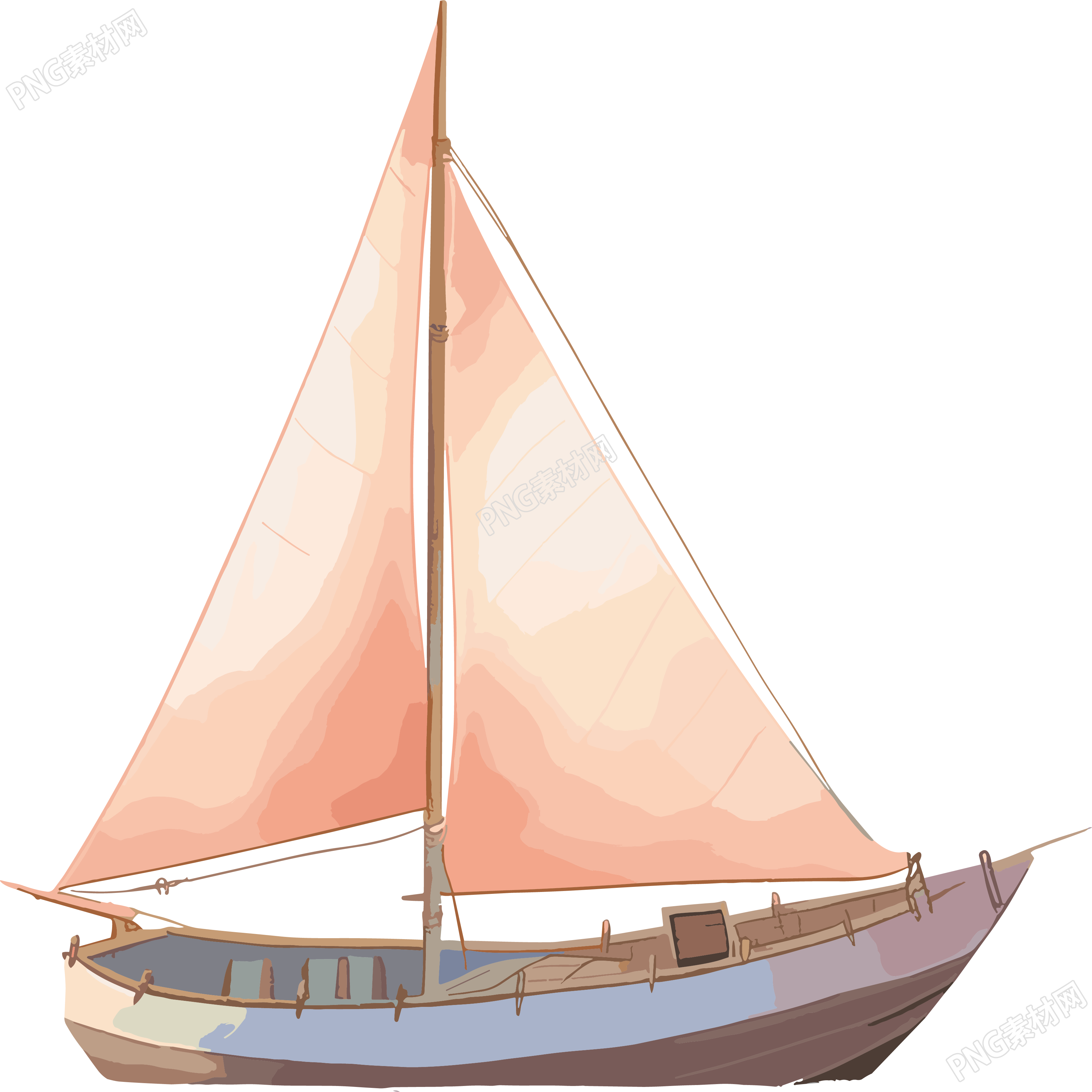 小帆船PNG插图素材