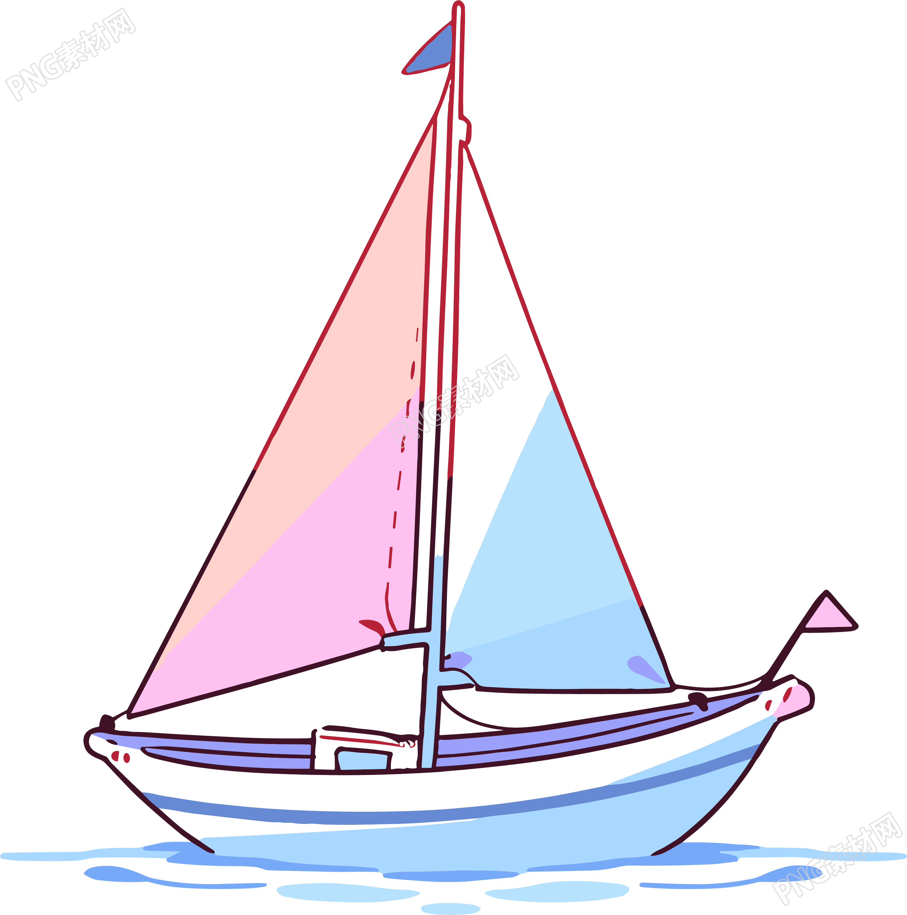 小帆船透明背景插画