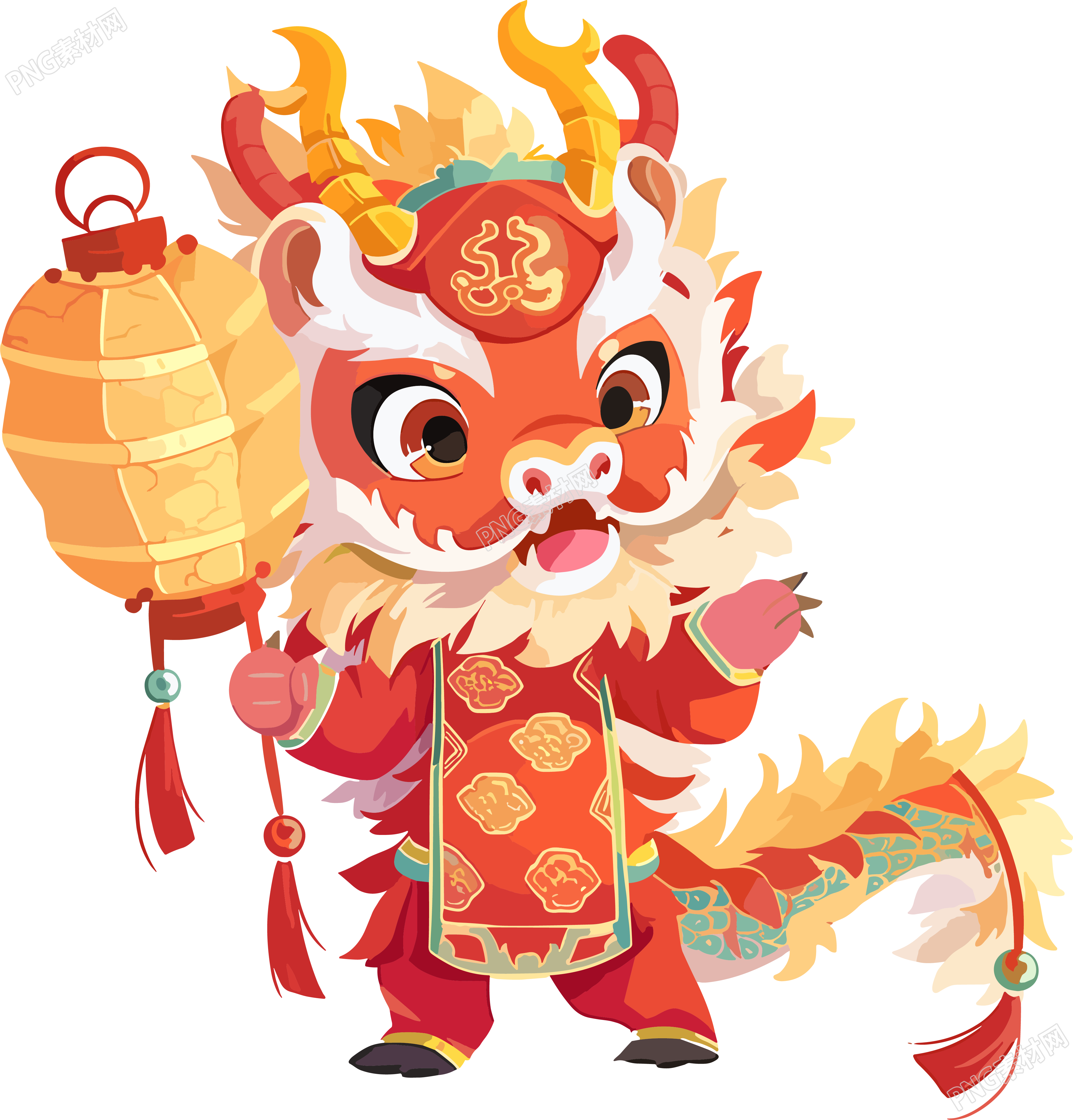 舞龙卡通插画