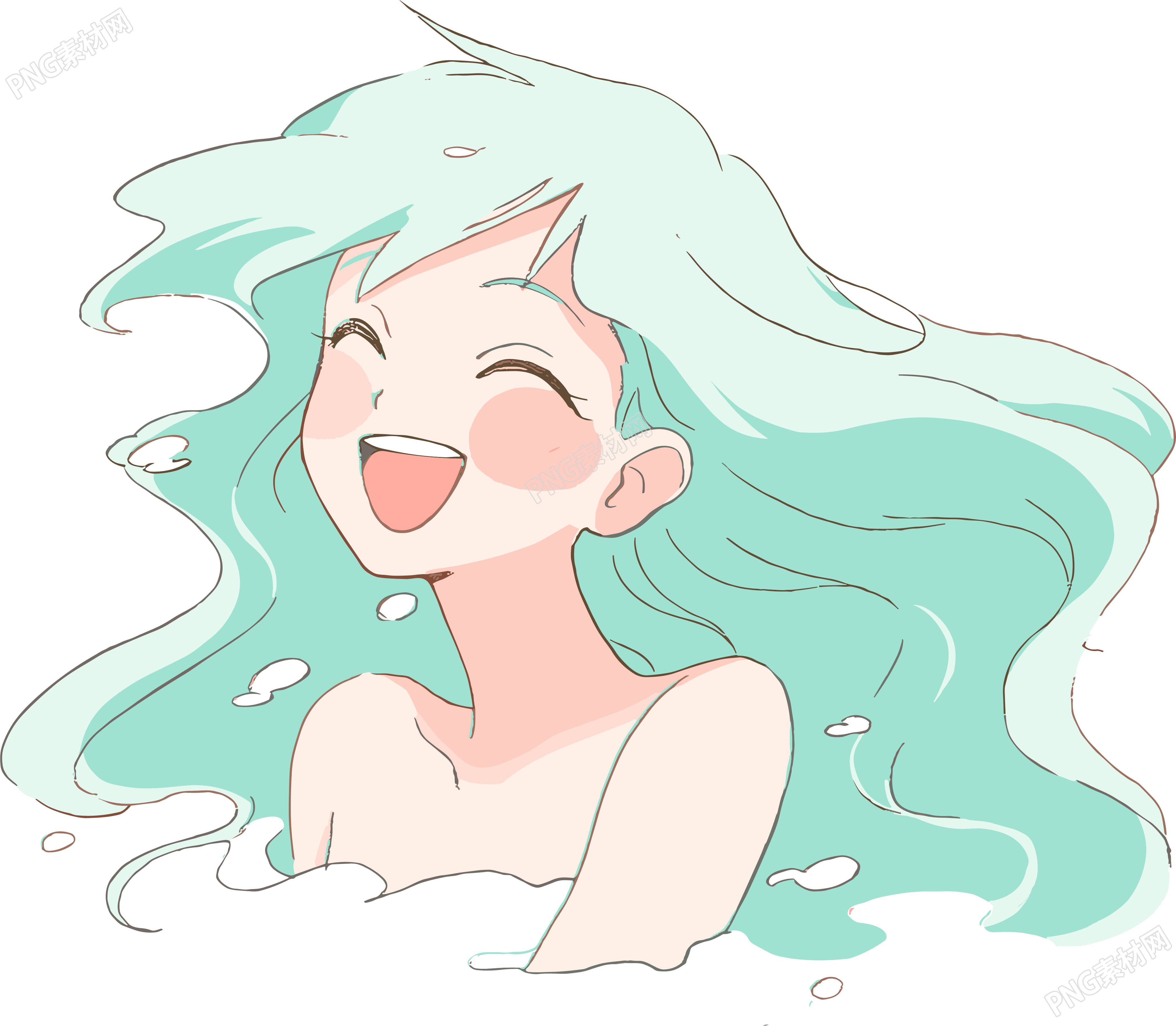 洗澡卡通PNG插图