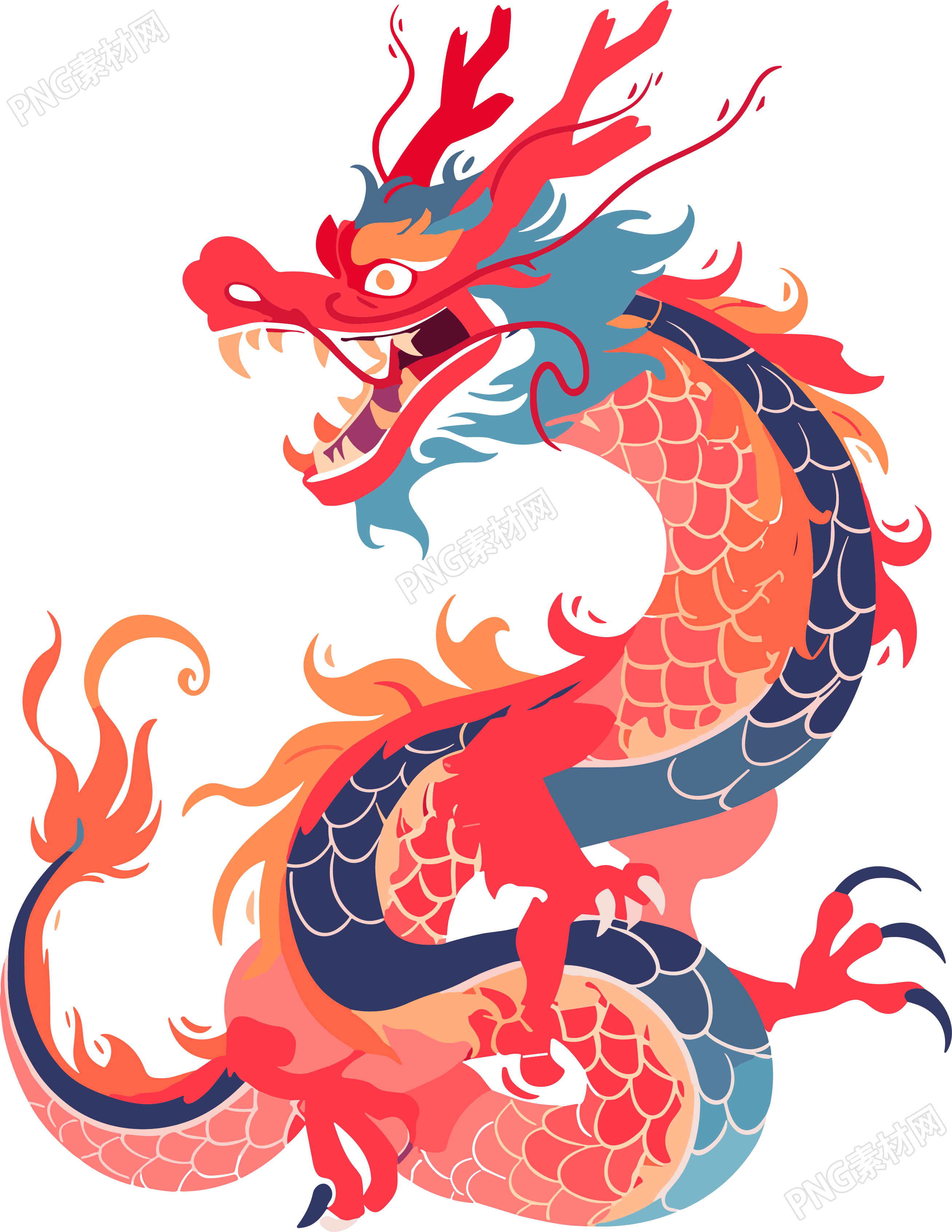 龙矢量平面插画