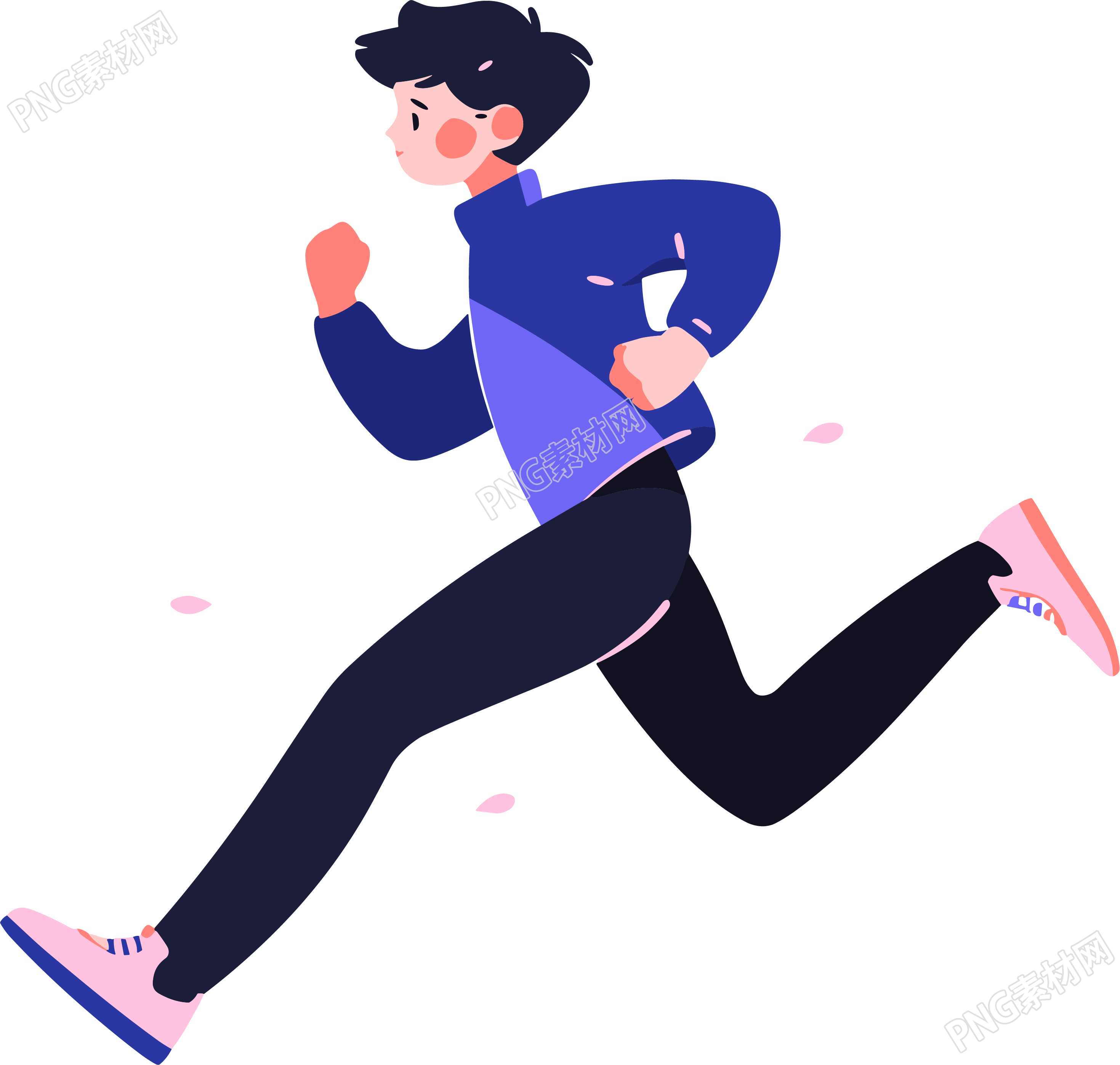 晨跑透明背景插图
