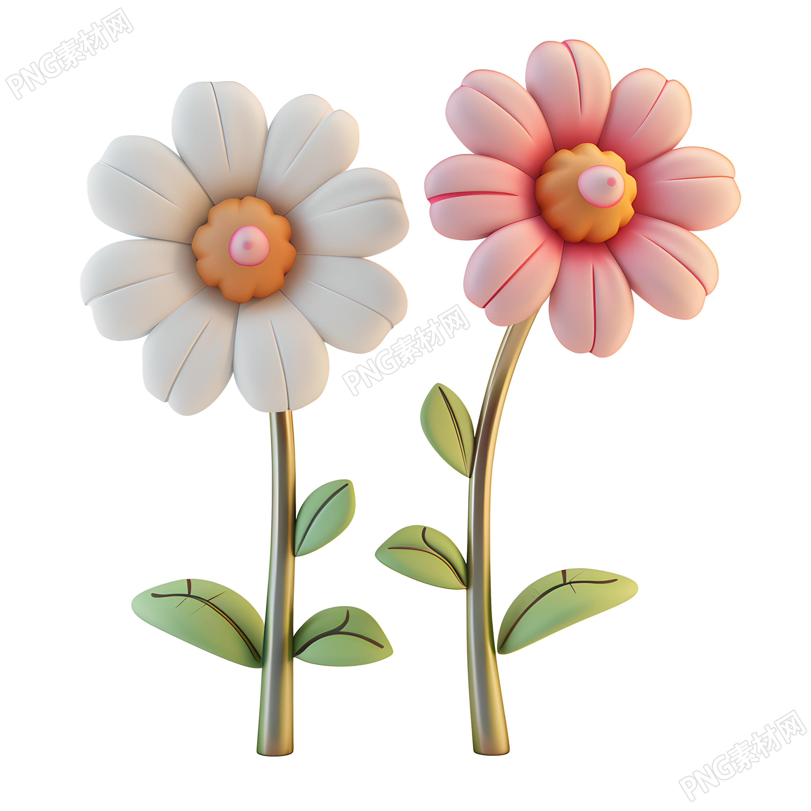 3D花卉可爱风插画