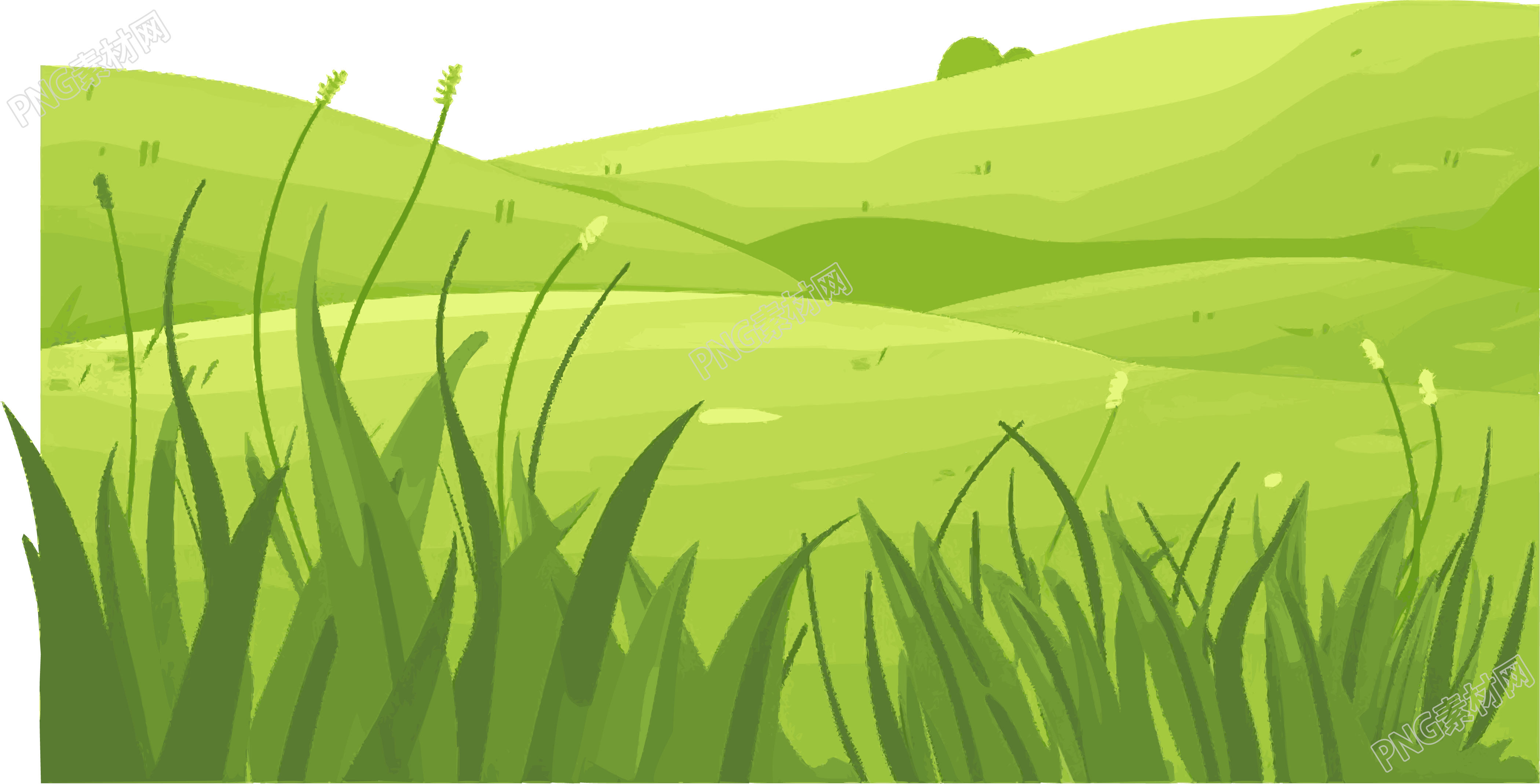 草地简约平面插画
