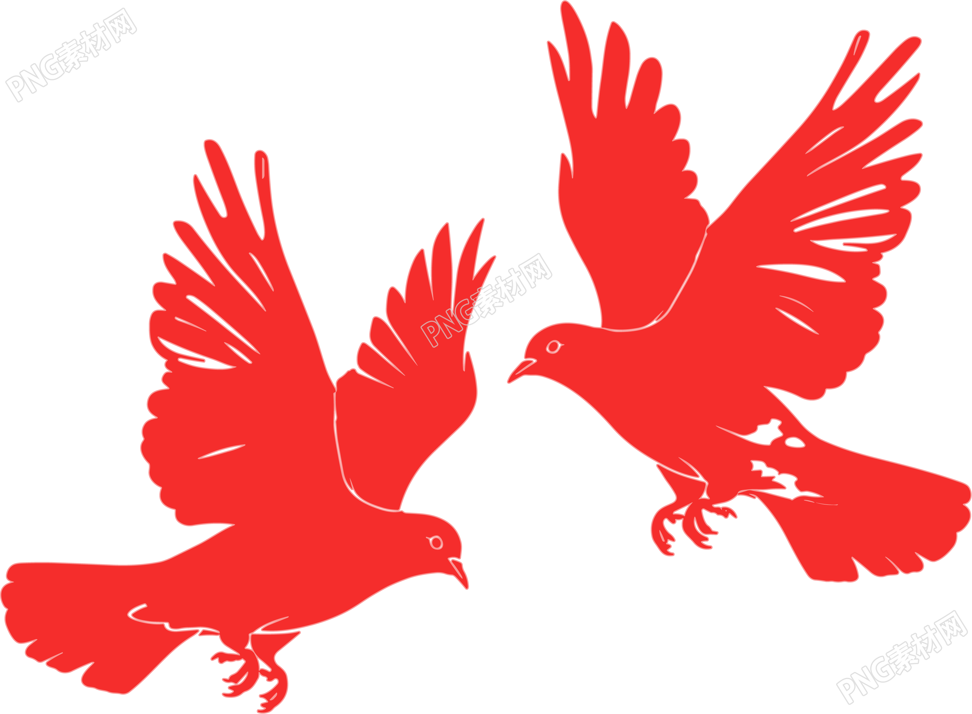 红色和平鸽PNG插图