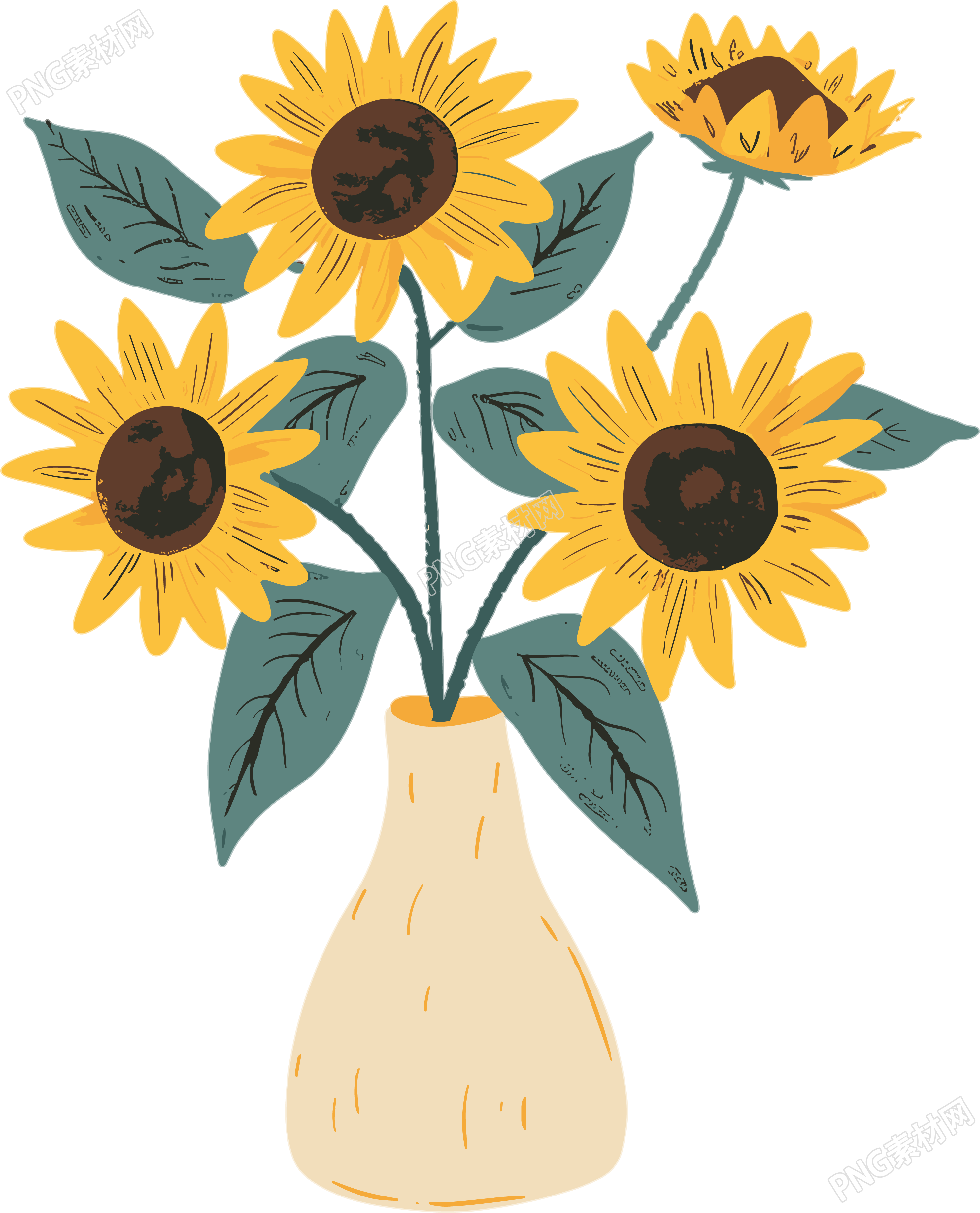 向日葵插花卡通素材