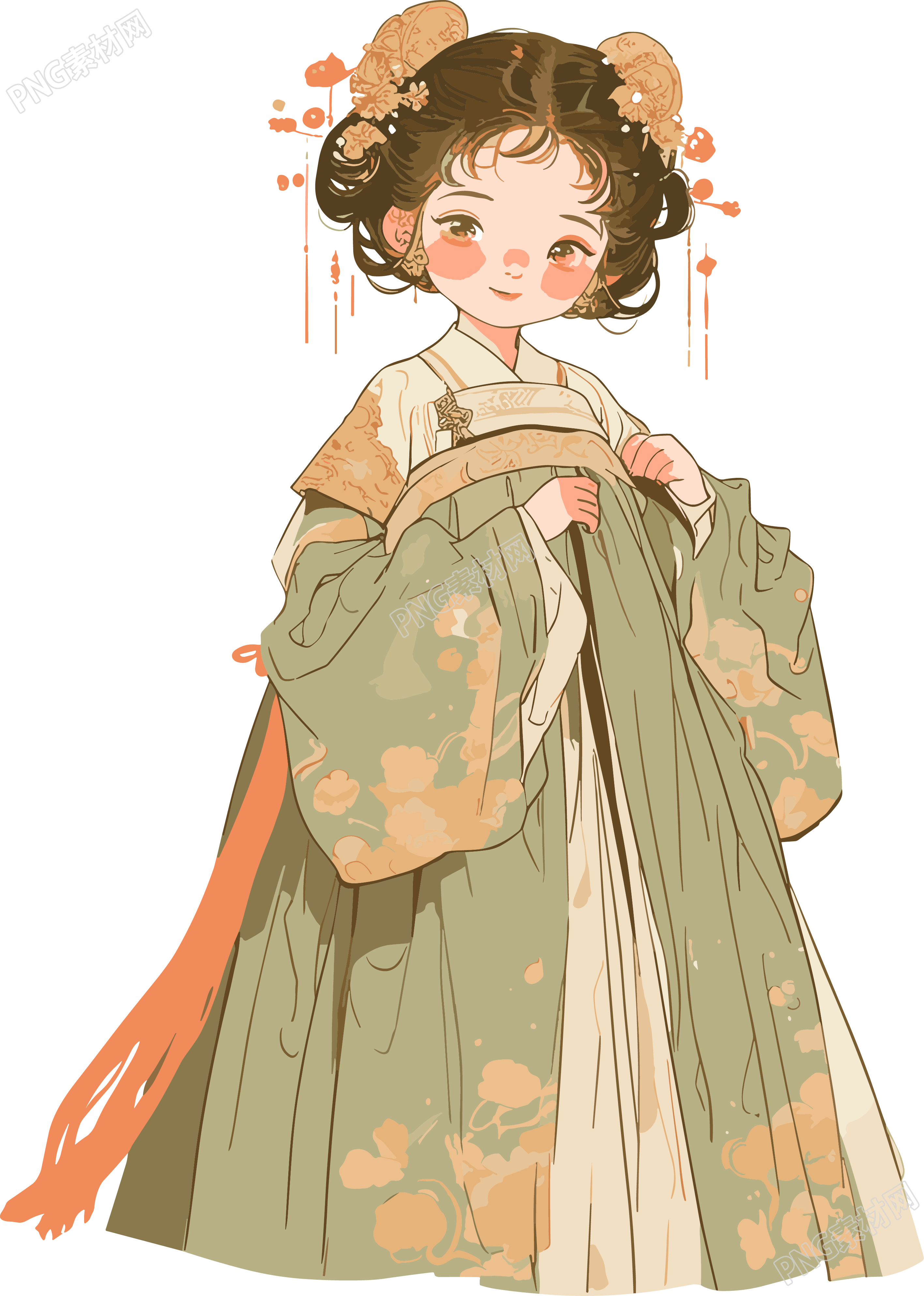 古风小孩卡通插画