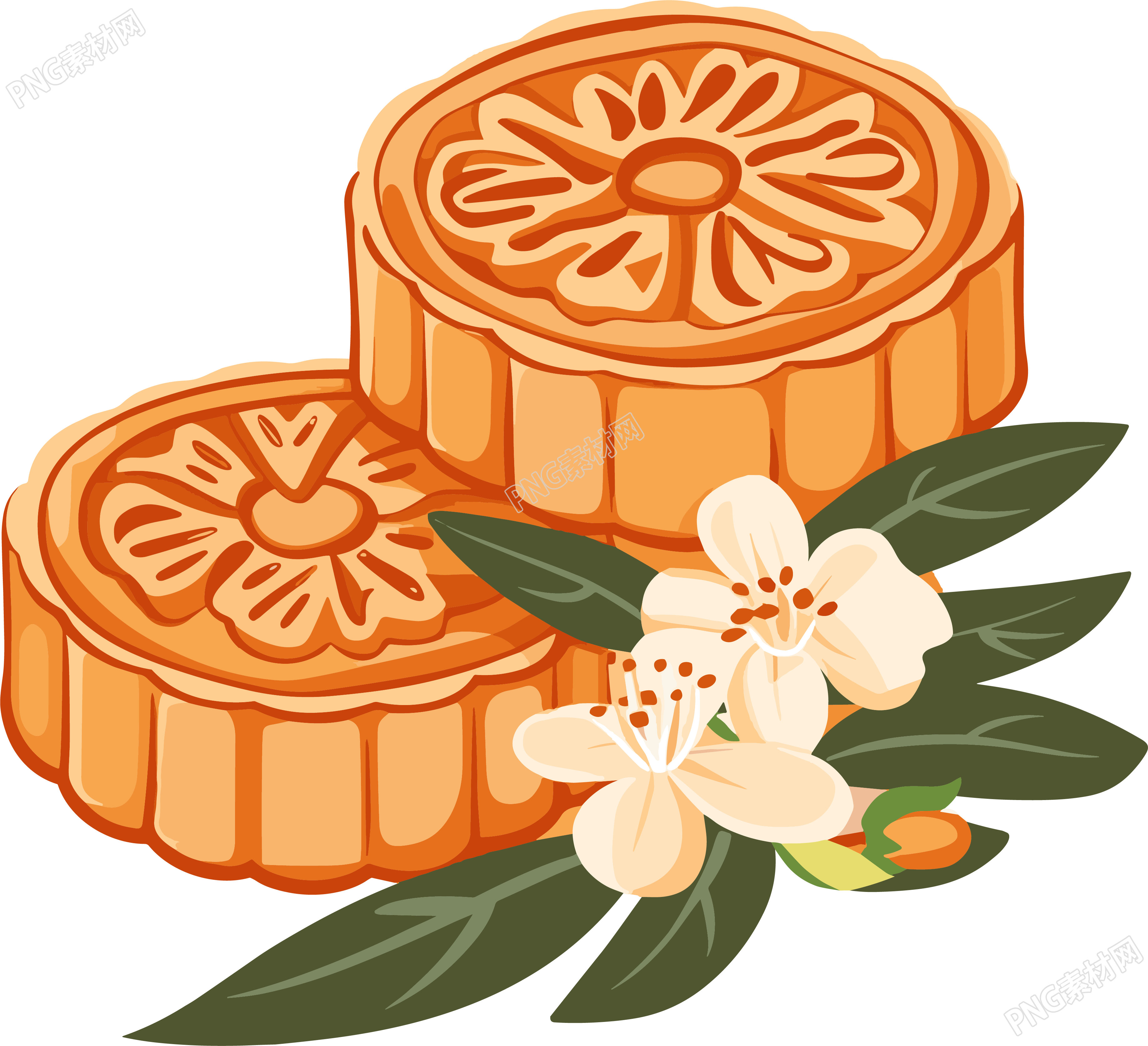 月饼桂花PNG插图