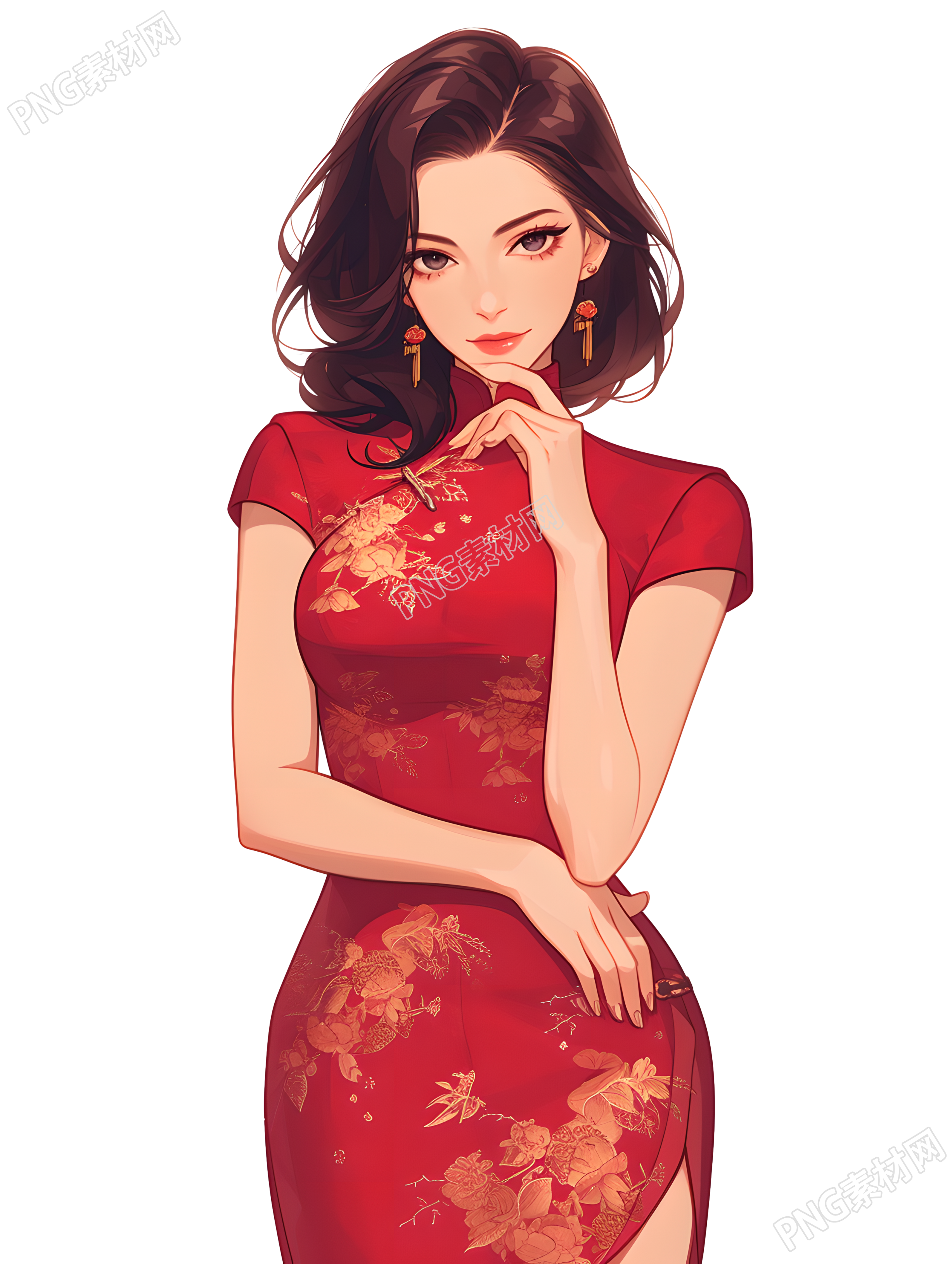 魅力女性旗袍素材